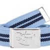 2Stoned Mädchenmode 2Stoned Classic Logo Fabric Belt - Uni Canvas Belt with Chrome Buckle - 120cm Sky-Navy