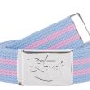 Mädchenmode 2Stoned 2Stoned Classic Logo Fabric Belt - Uni Canvas Belt with Chrome Buckle - 120cm Sky-Rosa