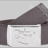 Jungenmode 2Stoned 2Stoned Classic Logo Fabric Belt - Uni Chrome Buckle - Adjustable 120cm Dunkelgrau
