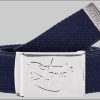 2Stoned Classic Logo Fabric Belt - Uni Chrome Buckle - Adjustable 120cm Navy Jungenmode 2Stoned