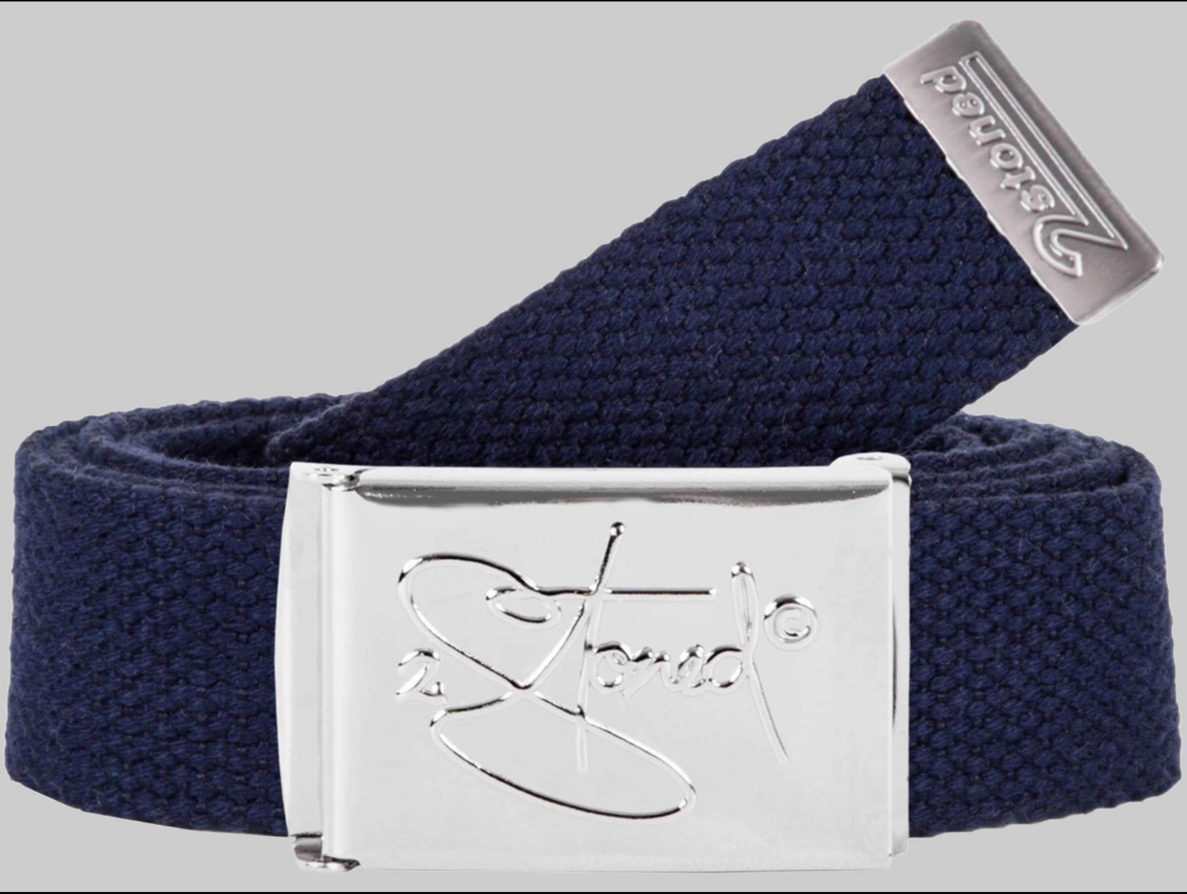 2Stoned Classic Logo Fabric Belt - Uni Chrome Buckle - Adjustable 120cm Navy Jungenmode 2Stoned