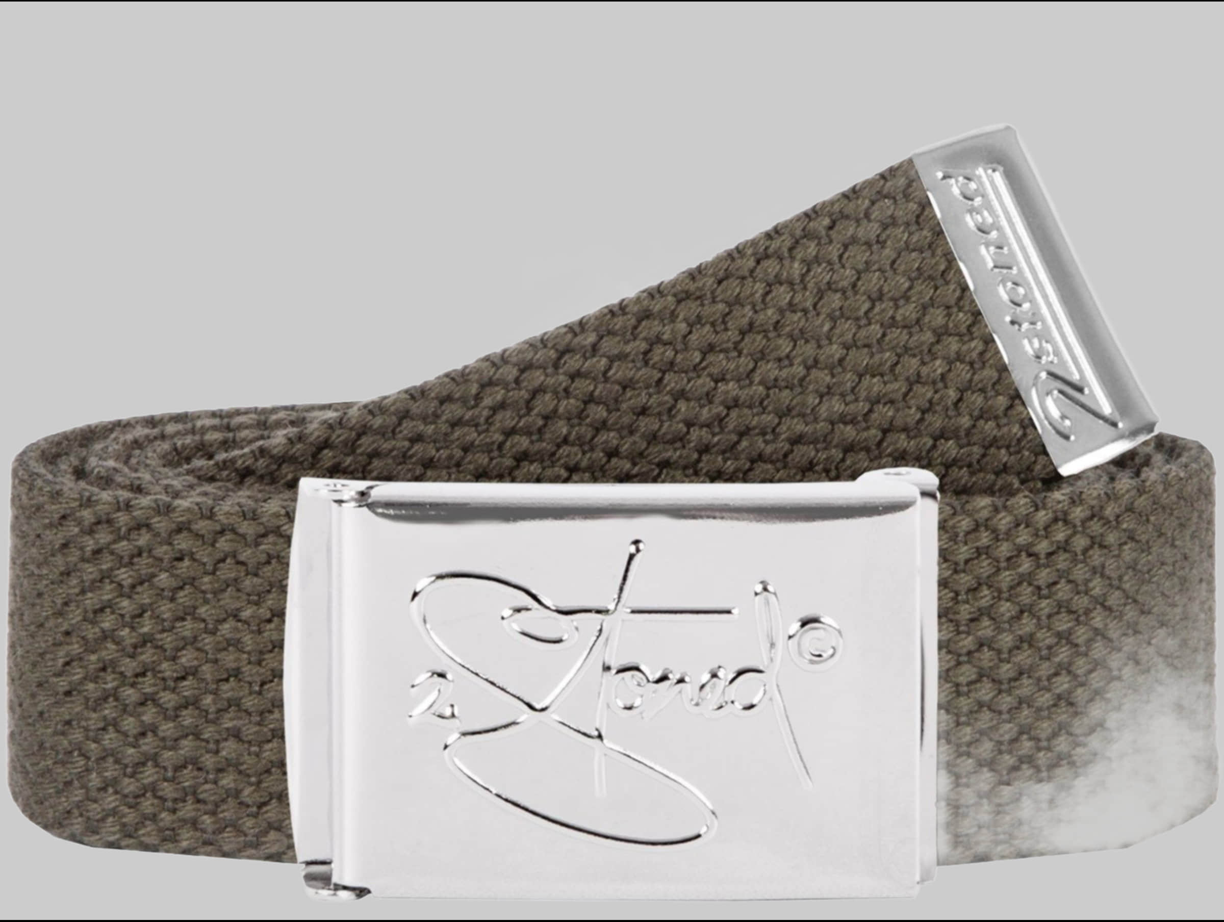 2Stoned Classic Logo Fabric Belt - Uni Chrome Buckle - Adjustable 120cm Oliv Jungenmode 2Stoned
