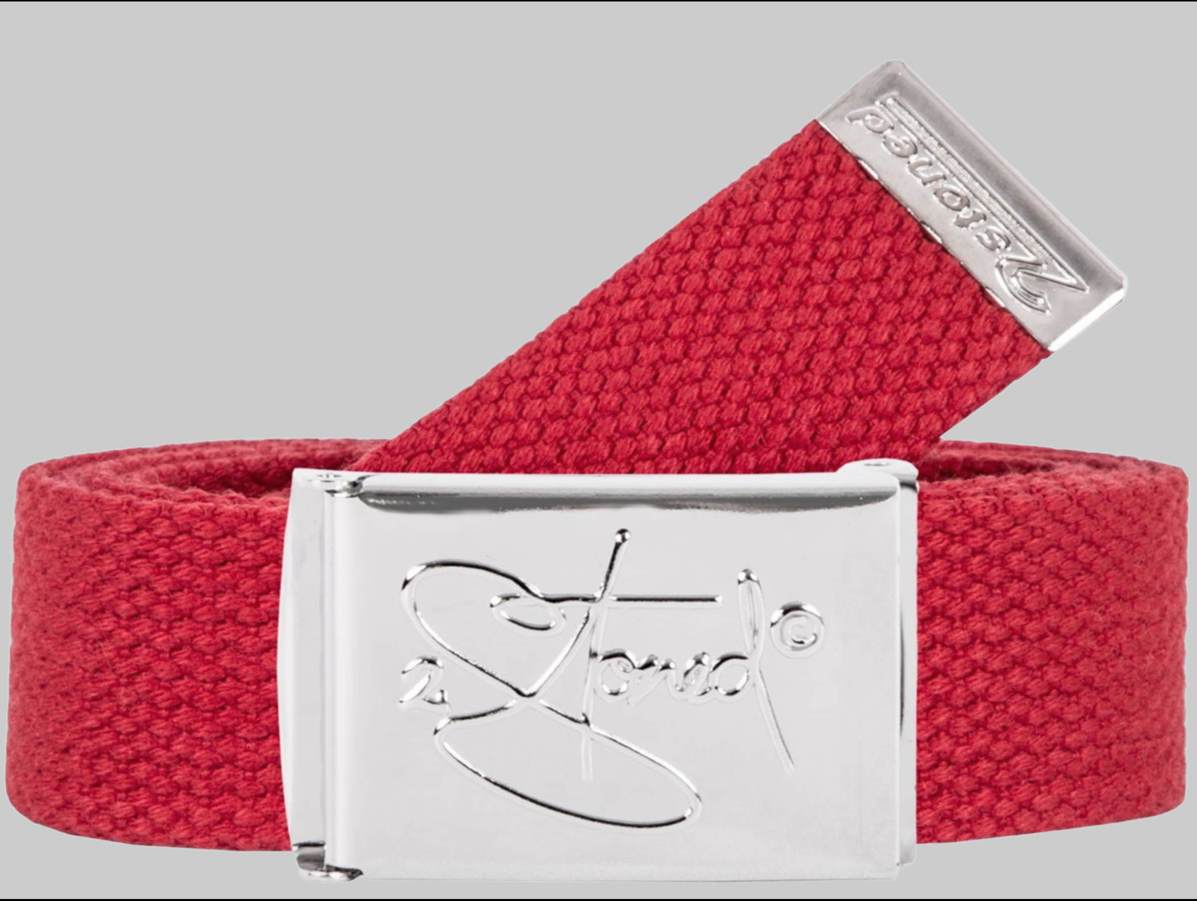 2Stoned Classic Logo Fabric Belt - Uni Chrome Buckle - Adjustable 120cm Rot 2Stoned Jungenmode