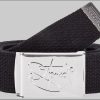 2Stoned Classic Logo Fabric Belt - Uni Chrome Buckle - Adjustable 120cm Schwarz 2Stoned Jungenmode