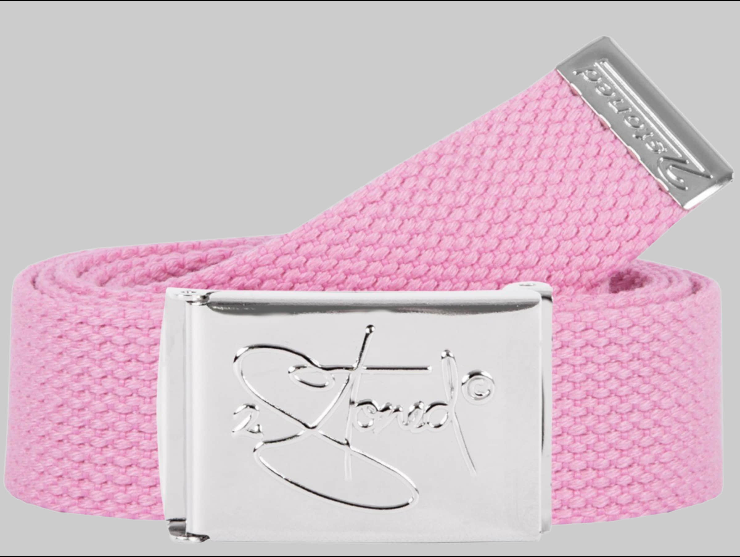 2Stoned Classic Logo Fabric Belt - Uni Chrome Buckle - Adjustable 120cm Rosa Jungenmode 2Stoned