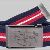 2Stoned Fabric Belt - Uni Canvas Belt - Customizable Length - Classic Logo Buckle Navy-Rot-W Jungenmode 2Stoned