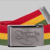 2Stoned Jungenmode 2Stoned Fabric Belt - Uni Canvas Belt - Customizable Length - Classic Logo Buckle Rot-Gelb-G