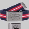 2Stoned 2Stoned Fabric Belt - Uni, Matte Buckle, Bottle Opener, 3cm Width, Adjustable Length Navy-Rot-W Jungenmode