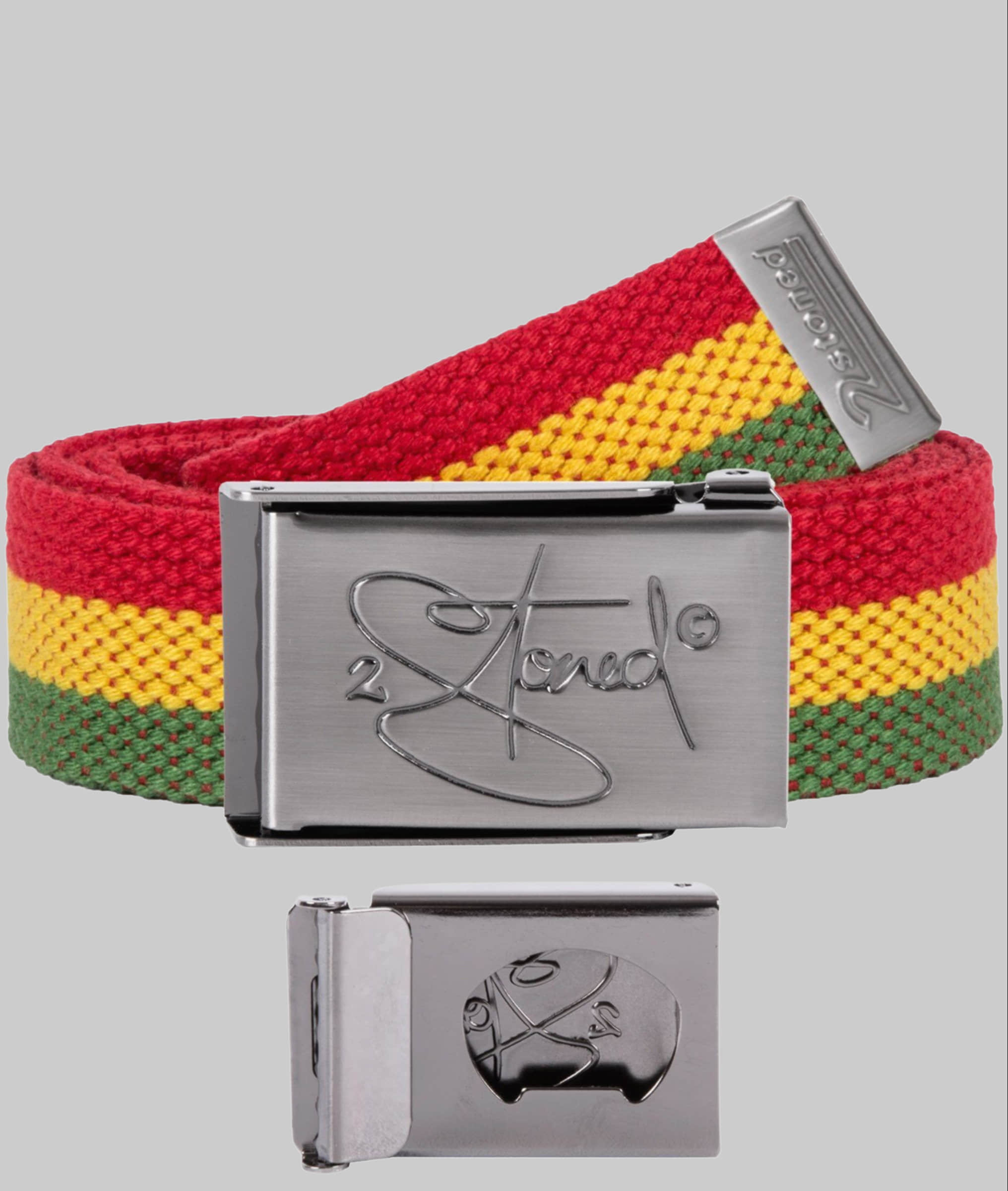2Stoned Jungenmode 2Stoned Fabric Belt - Uni, Matte Buckle, Bottle Opener, 3cm Width, Adjustable Length Rot-Gelb-G