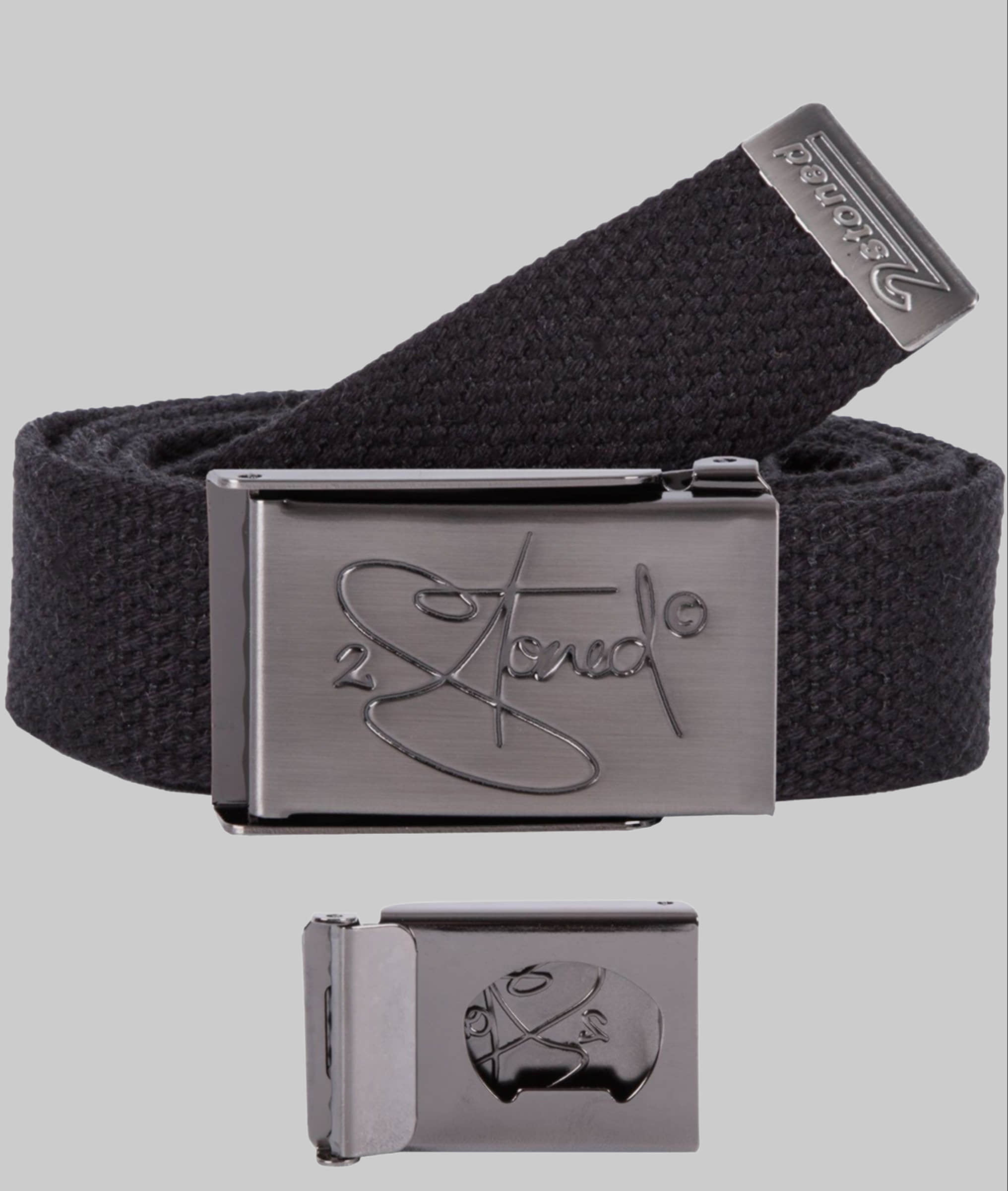 2Stoned Fabric Belt - Uni, Matte Buckle, Bottle Opener, 3cm Width, Adjustable Length Schwarz 2Stoned Jungenmode