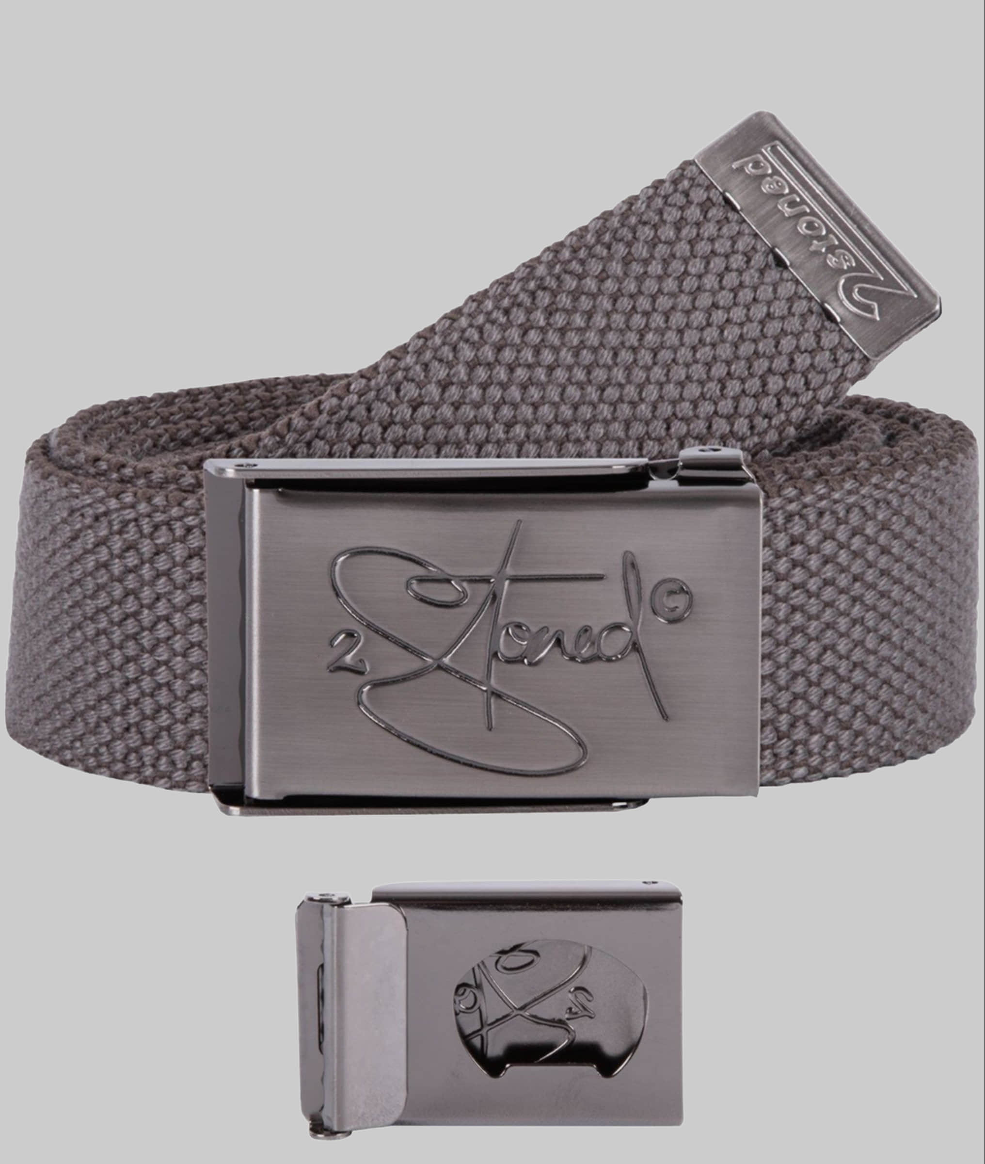 Jungenmode 2Stoned 2Stoned Fabric Belt - Uni, Matte Buckle, Bottle Opener, 3cm Width, Adjustable Length Dunkelgrau