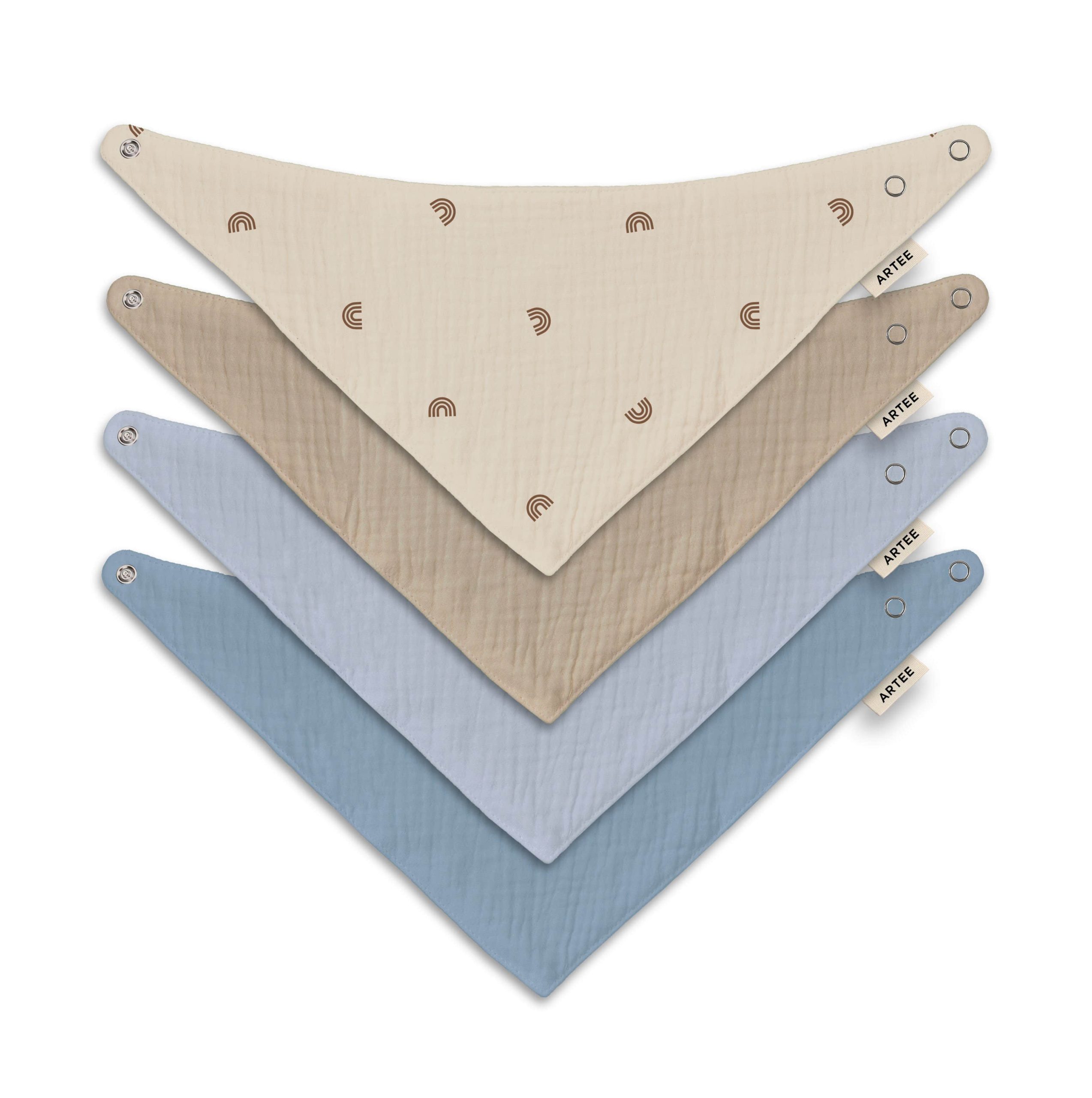 Artee Little Dutch Muslin Bib Set | Soft Organic Cotton Baby Bibs 0-18 Months Blau-Braun Babymode Artee