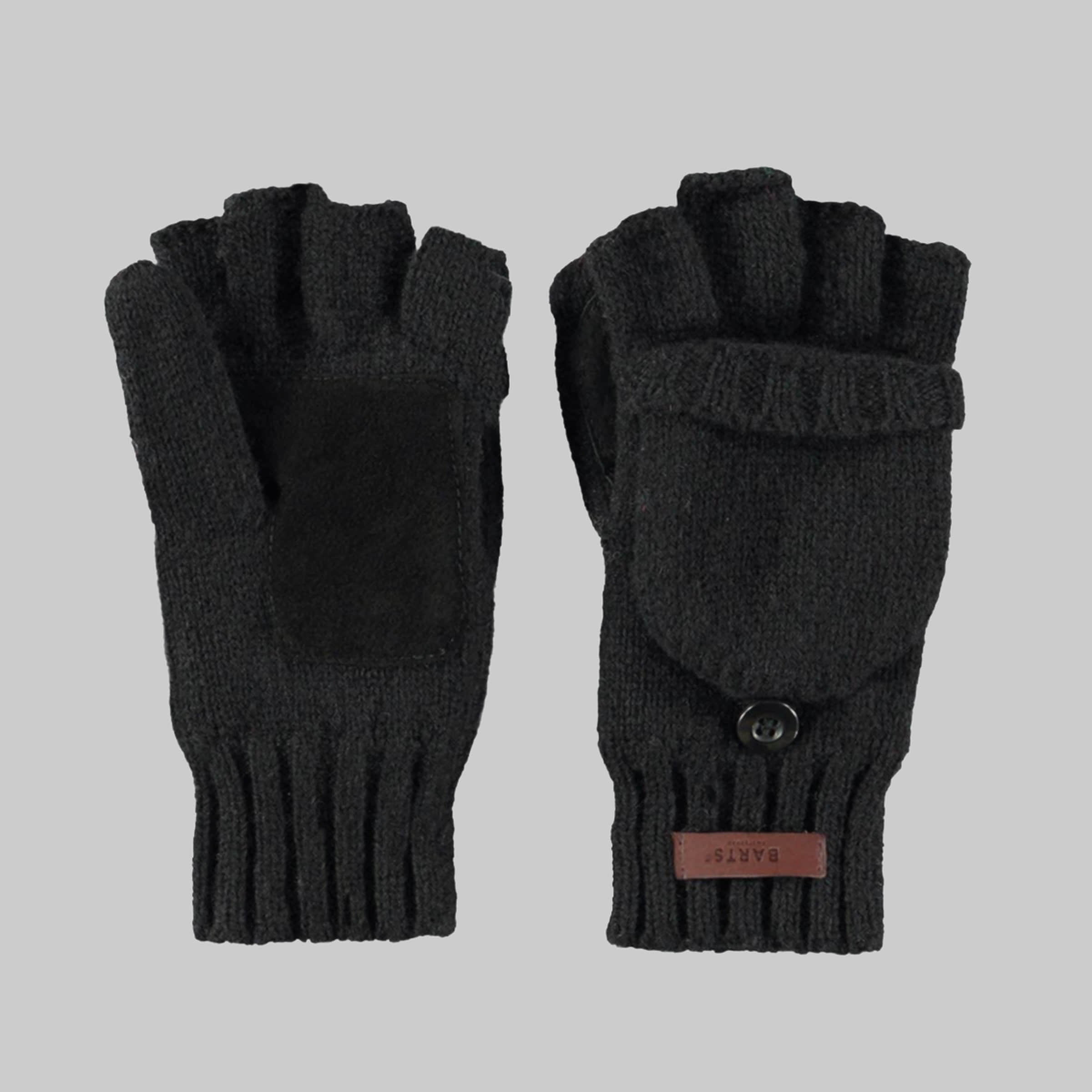 Barts Mädchenmode Barts Haakon Lambswool Gloves: Convertible Mittens & Fingerless Design Black