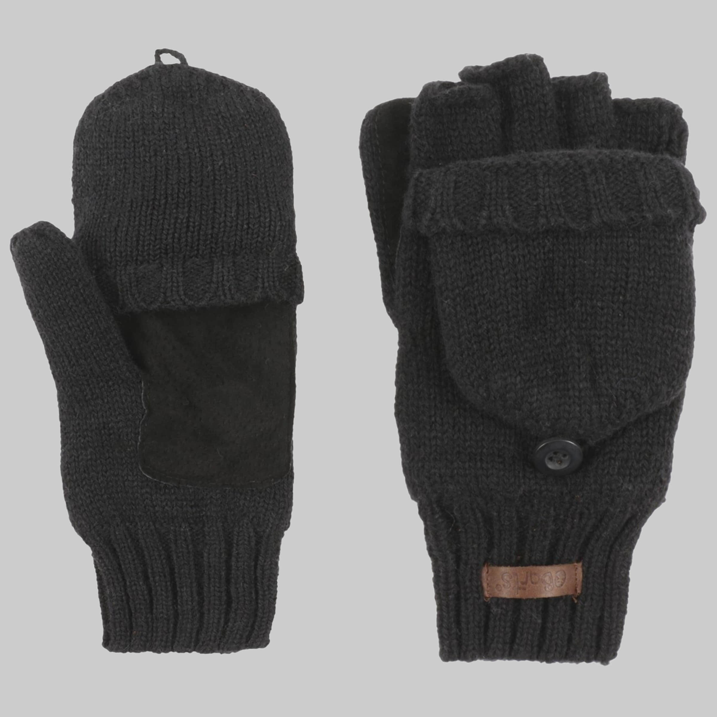 Barts Haakon Lambswool Gloves: Convertible Mittens & Fingerless Design schwarz Mädchenmode Barts