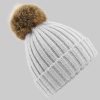 Beechfieldu00AE Mädchenmode Beechfield Pom Pom Beanie: Warm Knit Hats for Kids & Adults grau