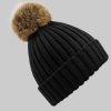 Mädchenmode Beechfieldu00AE Beechfield Pom Pom Beanie: Warm Knit Hats for Kids & Adults schwarz