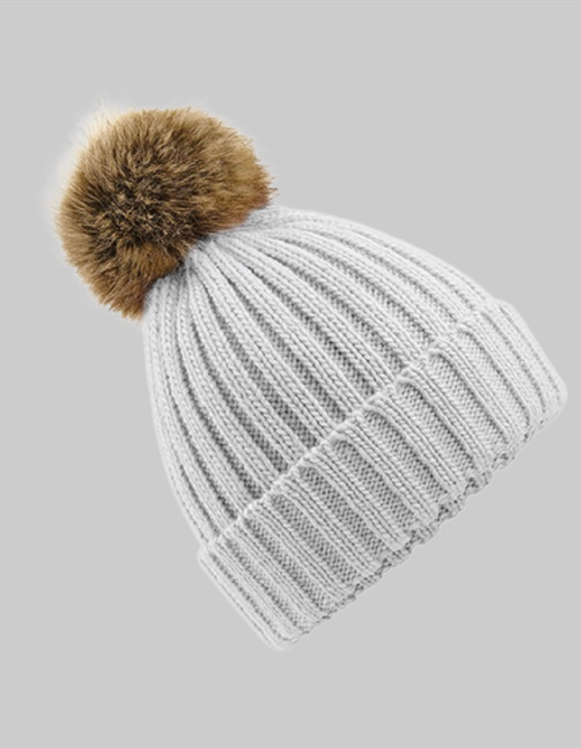 Beechfieldu00AE Mädchenmode Beechfield Pom Pom Beanie: Warm Knit Hats for Kids & Adults grau