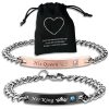 Binego myToys Binego Her King & His Queen Matching Couple Bracelets - Stainless Steel Gift Set