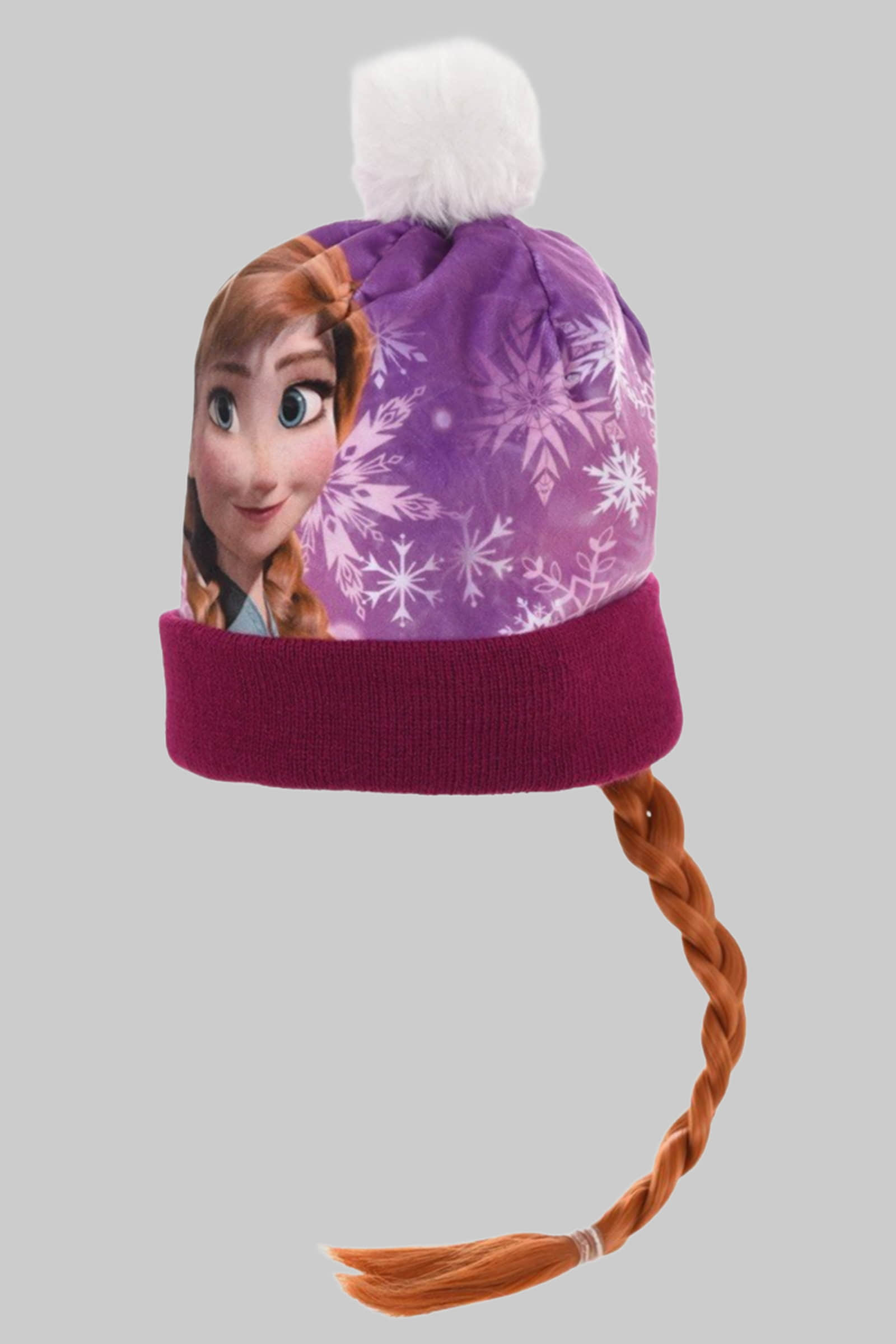 Mädchenmode Disney Frozen Disney Frozen Bommelmütze Mädchen Mütze mit Zopf Anna + Elsa Eiskönigin 52 + 54 Zopf