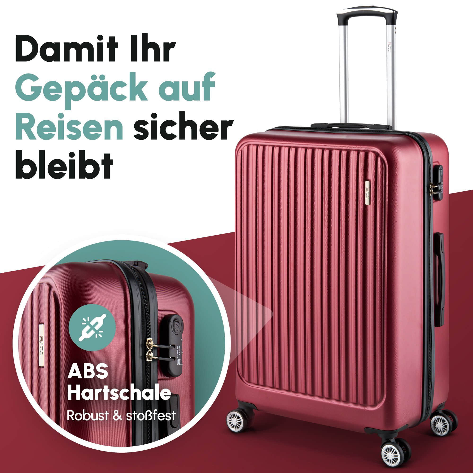 Easy Move Easy Move ACE 026 Hartschalen-Trolley - Robuster Reisekoffer aus ABS Wine Red Koffer & Reisegepäck