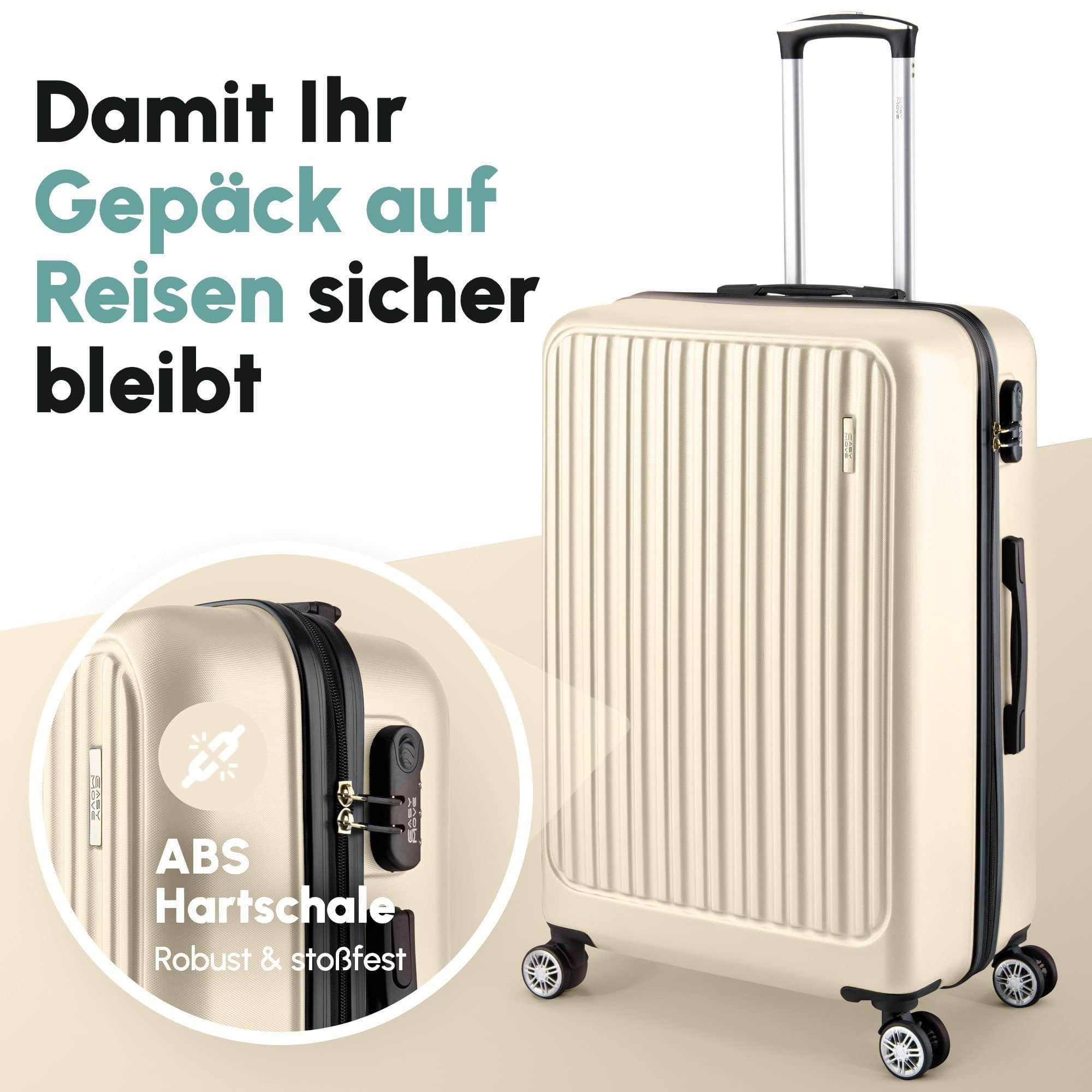 Easy Move ACE 026 Hartschalen-Trolley - Robuster Reisekoffer aus ABS Creme White Easy Move Koffer & Reisegepäck