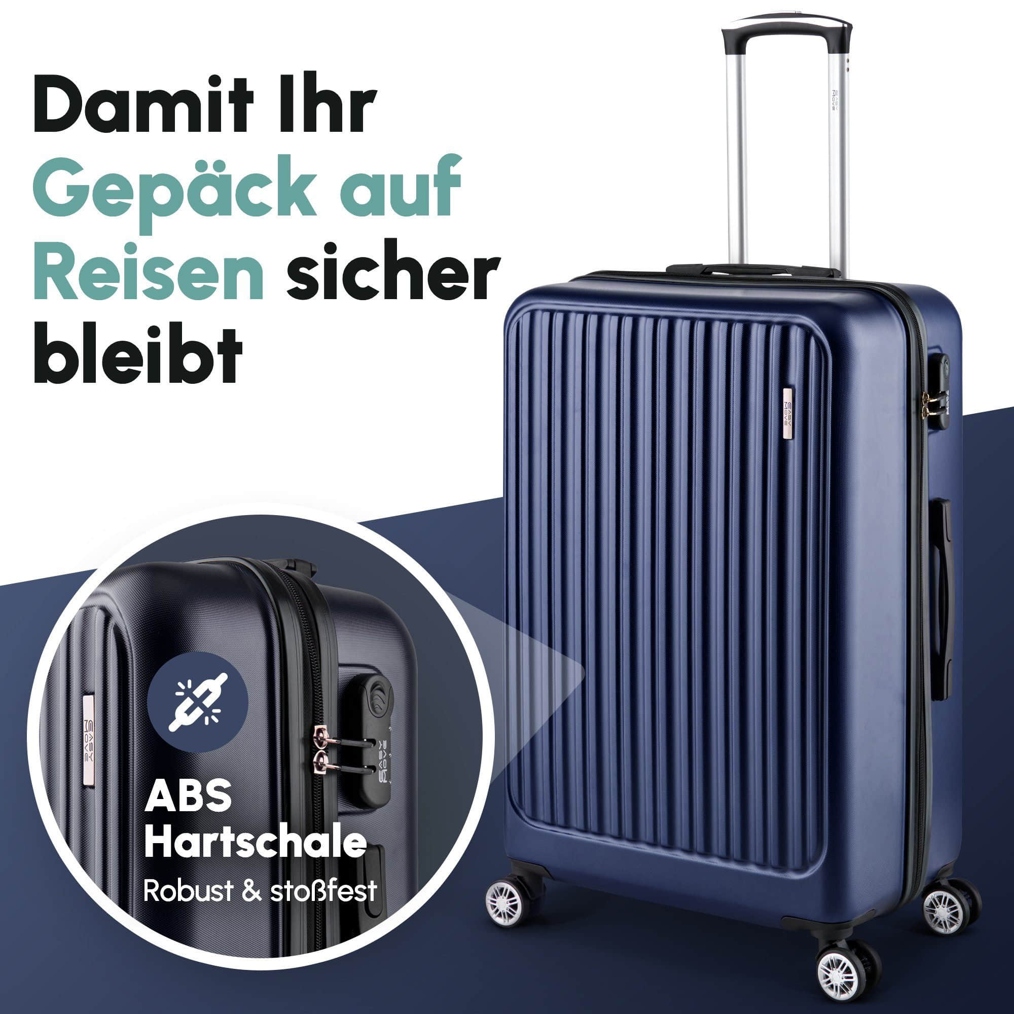 Easy Move Easy Move ACE 026 Hartschalen-Trolley - Robuster Reisekoffer aus ABS Dark Blue Koffer & Reisegepäck
