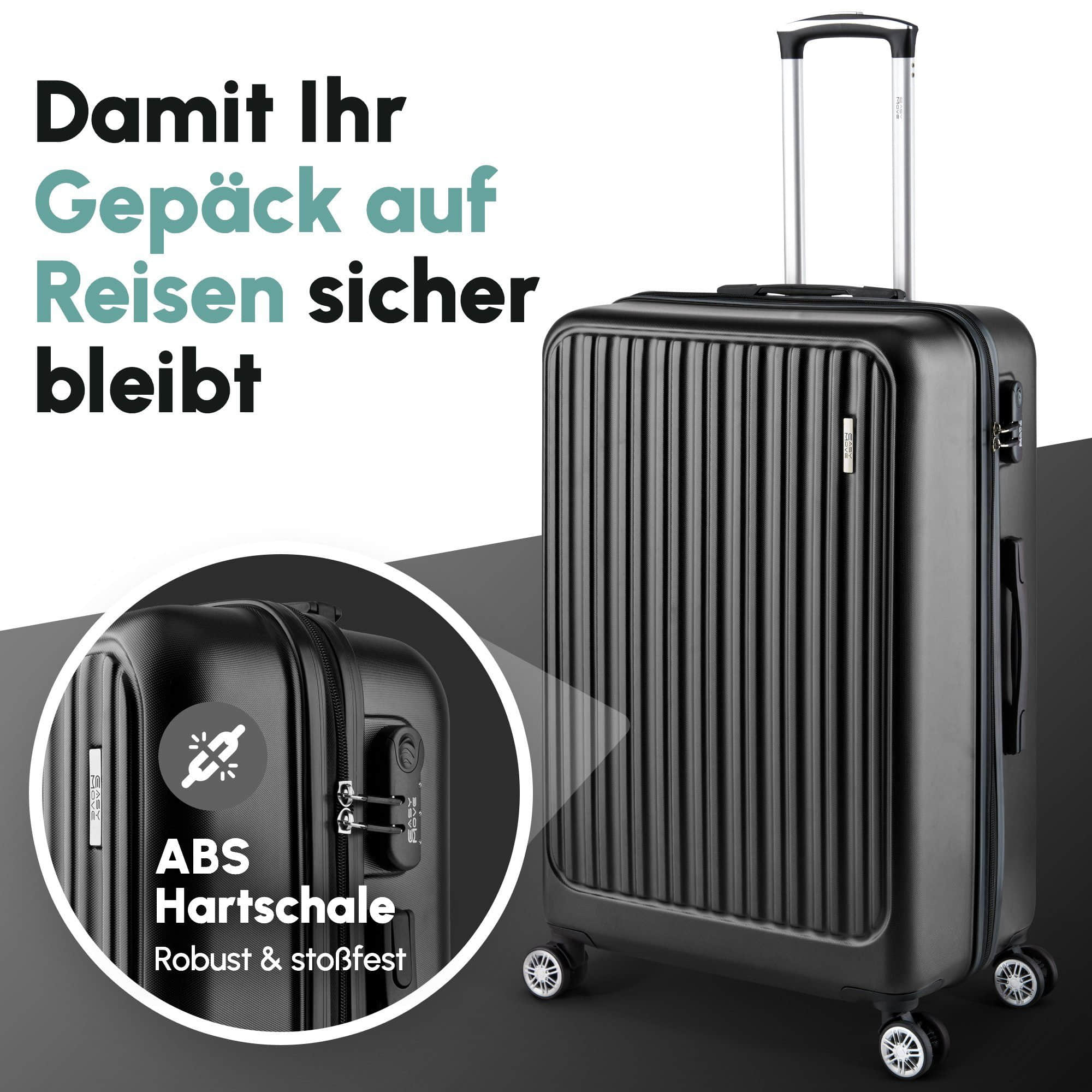 Easy Move Koffer & Reisegepäck Easy Move ACE 026 Hartschalen-Trolley - Robuster Reisekoffer aus ABS Black