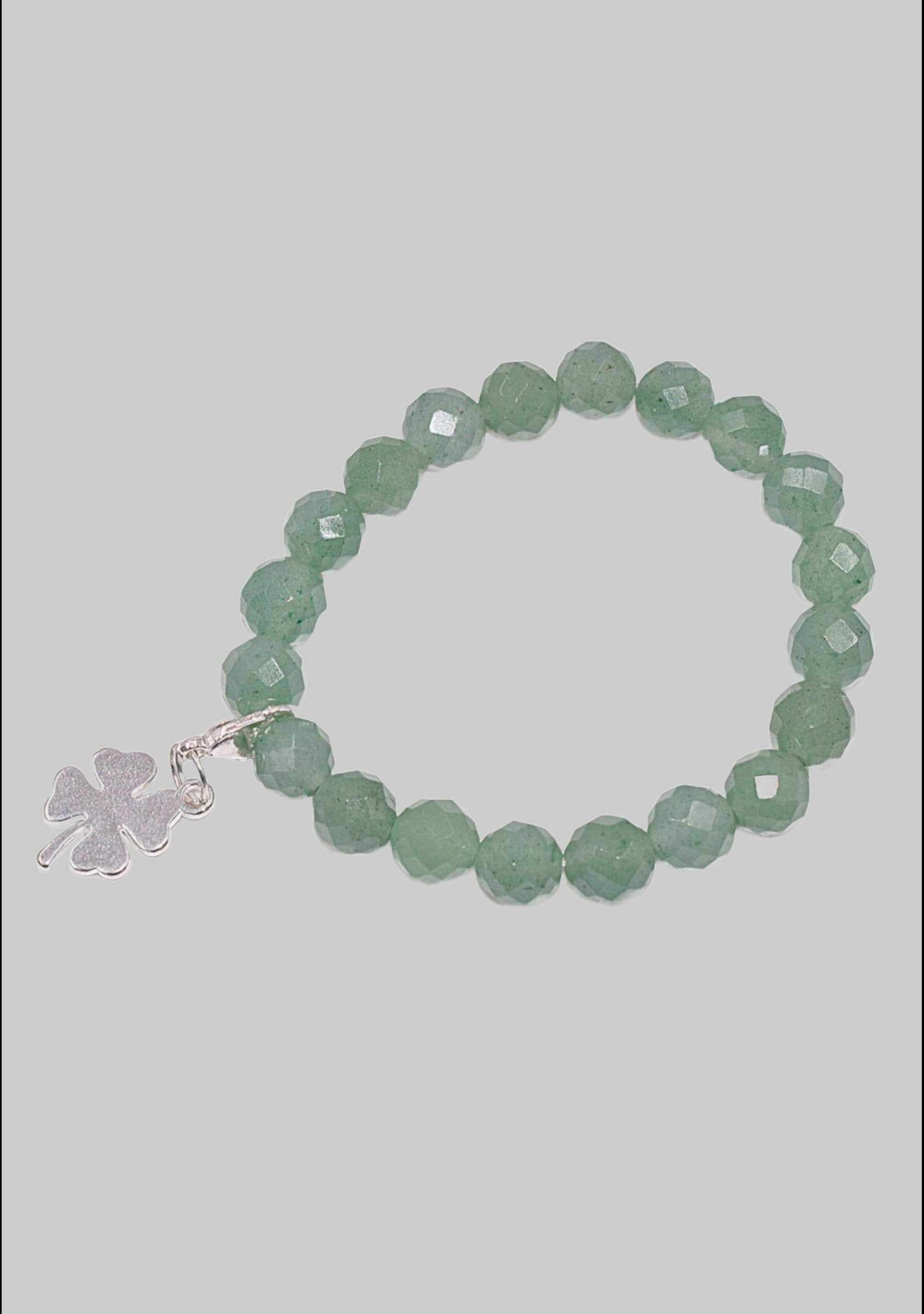 Firetti myToys Firetti Charm-Armband, Charm Kleeblatt, Made in Germany - mit Rosenquarz oder Aventurin silberfarb