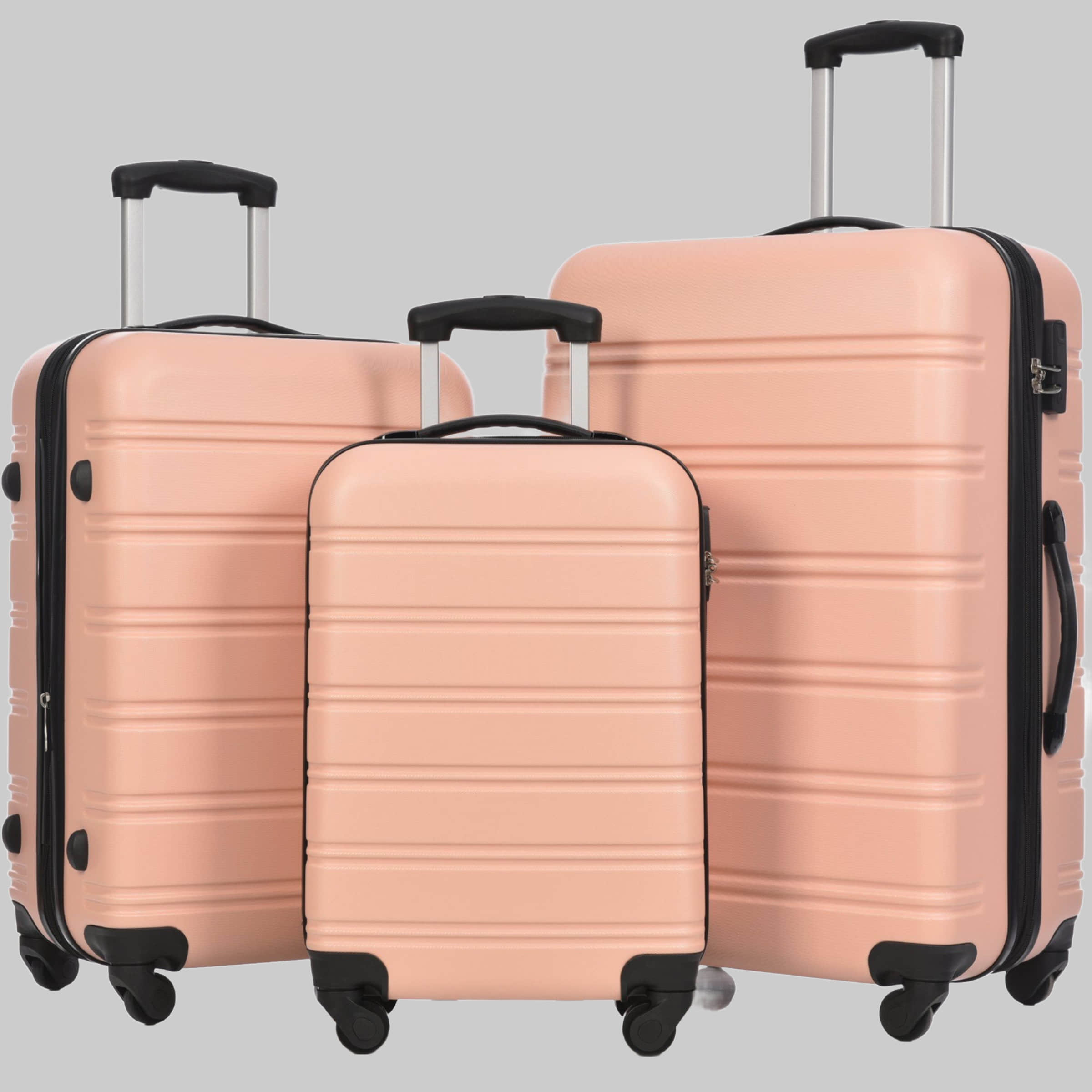 Flieks Koffer & Reisegepäck **Flieks** 3-Piece Hard Shell Trolley Set - Premium Luggage Rosa