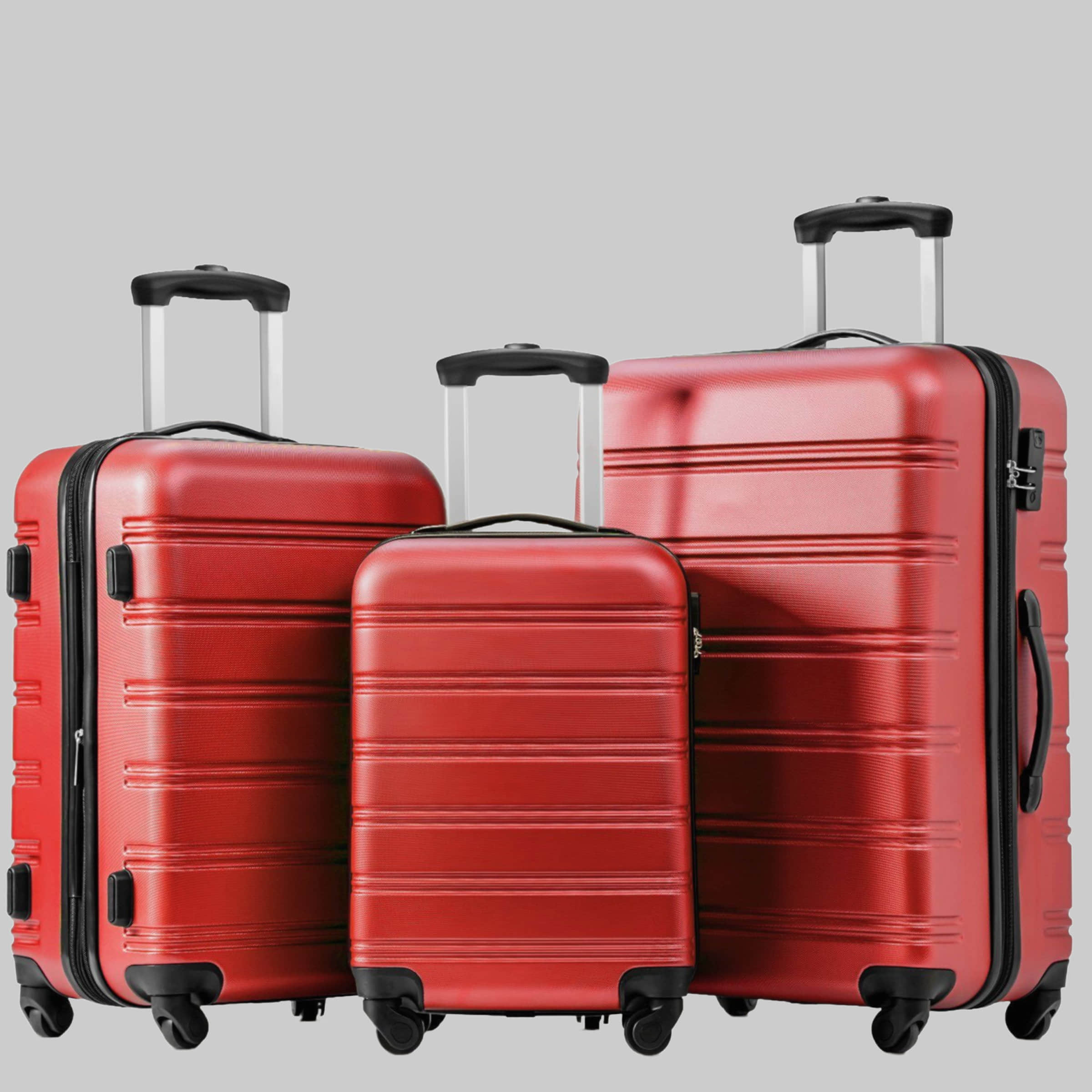 Koffer & Reisegepäck Flieks **Flieks** 3-Piece Hard Shell Trolley Set - Premium Luggage Rot