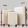 Flieks Koffer & Reisegepäck **Flieks** 3-Piece Hard Shell Trolley Set - Premium Luggage Weiß+Braun