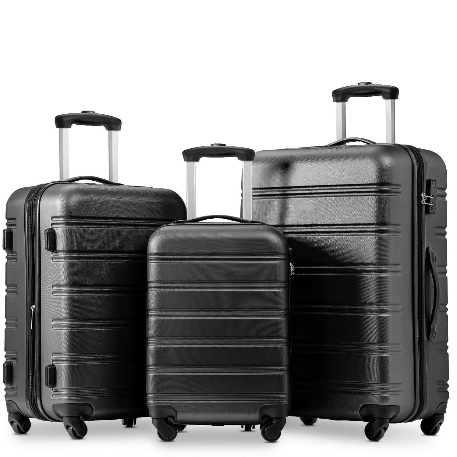 Flieks **Flieks** 3-Piece Hard Shell Trolley Set - Premium Luggage Schwarz Koffer & Reisegepäck