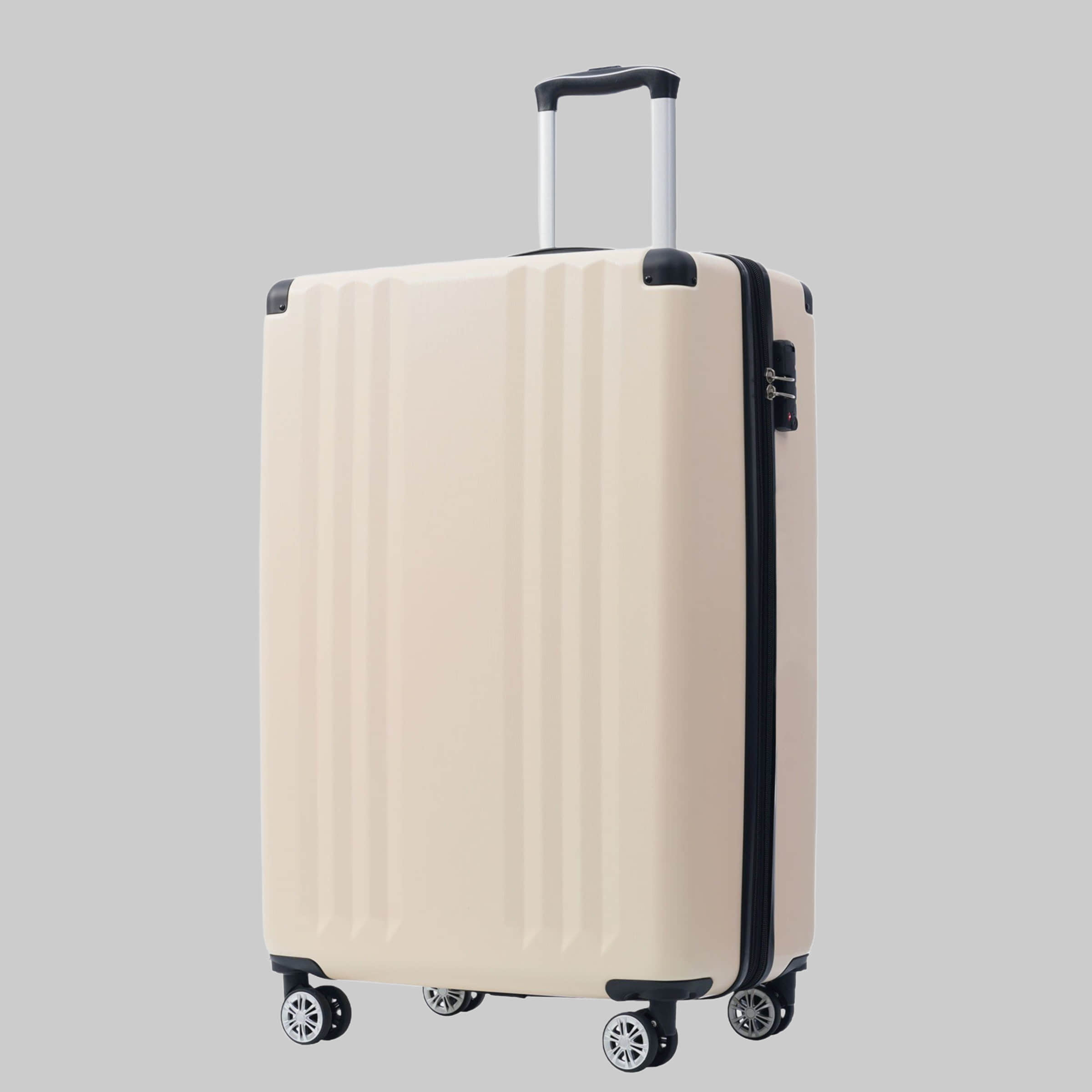 Flieks Hard Shell Trolley: 4-Wheel Carry-On Luggage & Travel Suitcase Creme Flieks Koffer & Reisegepäck