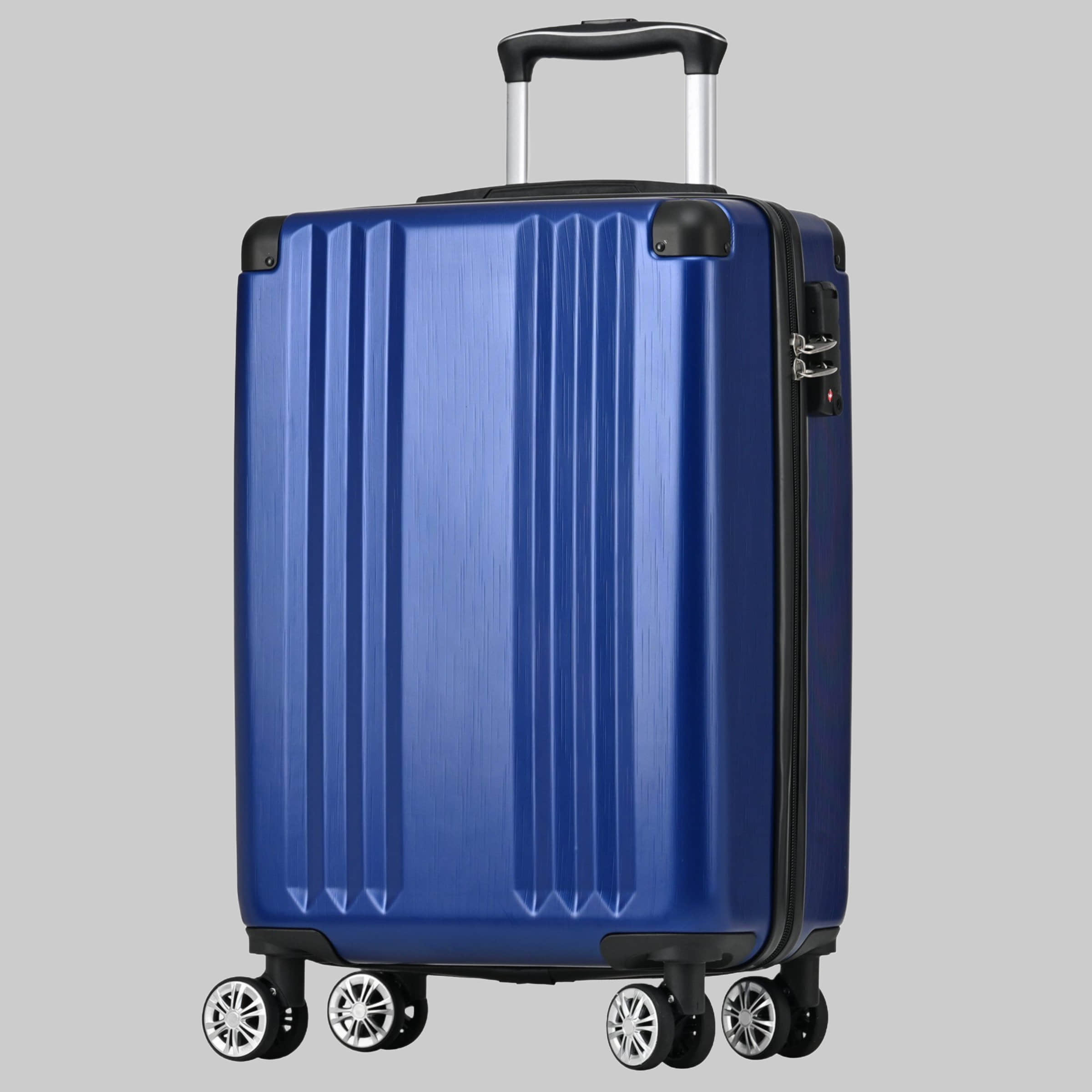 Flieks Hard Shell Trolley: 4-Wheel Carry-On Luggage & Travel Suitcase Dunkelblau Flieks Koffer & Reisegepäck