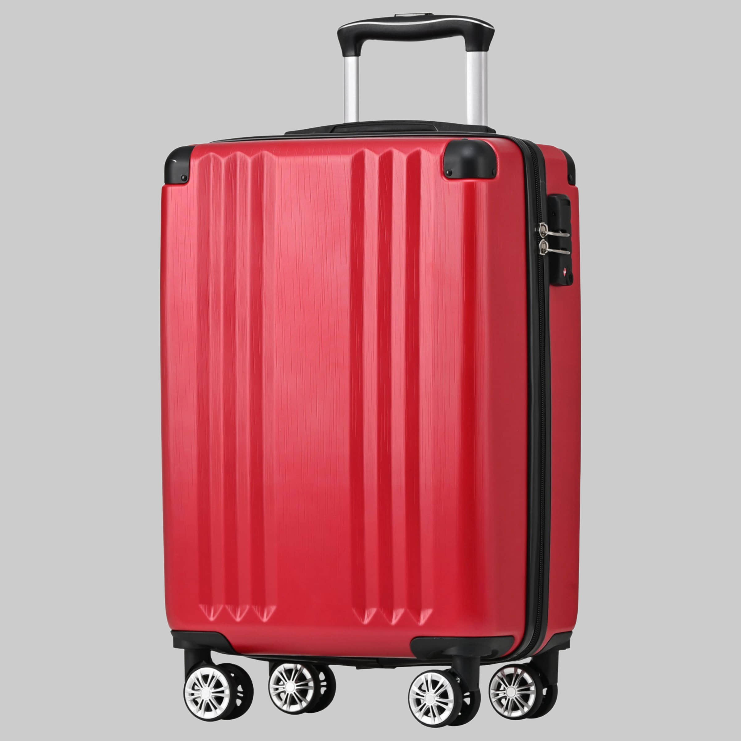 Flieks Hard Shell Trolley: 4-Wheel Carry-On Luggage & Travel Suitcase Rot Flieks Koffer & Reisegepäck