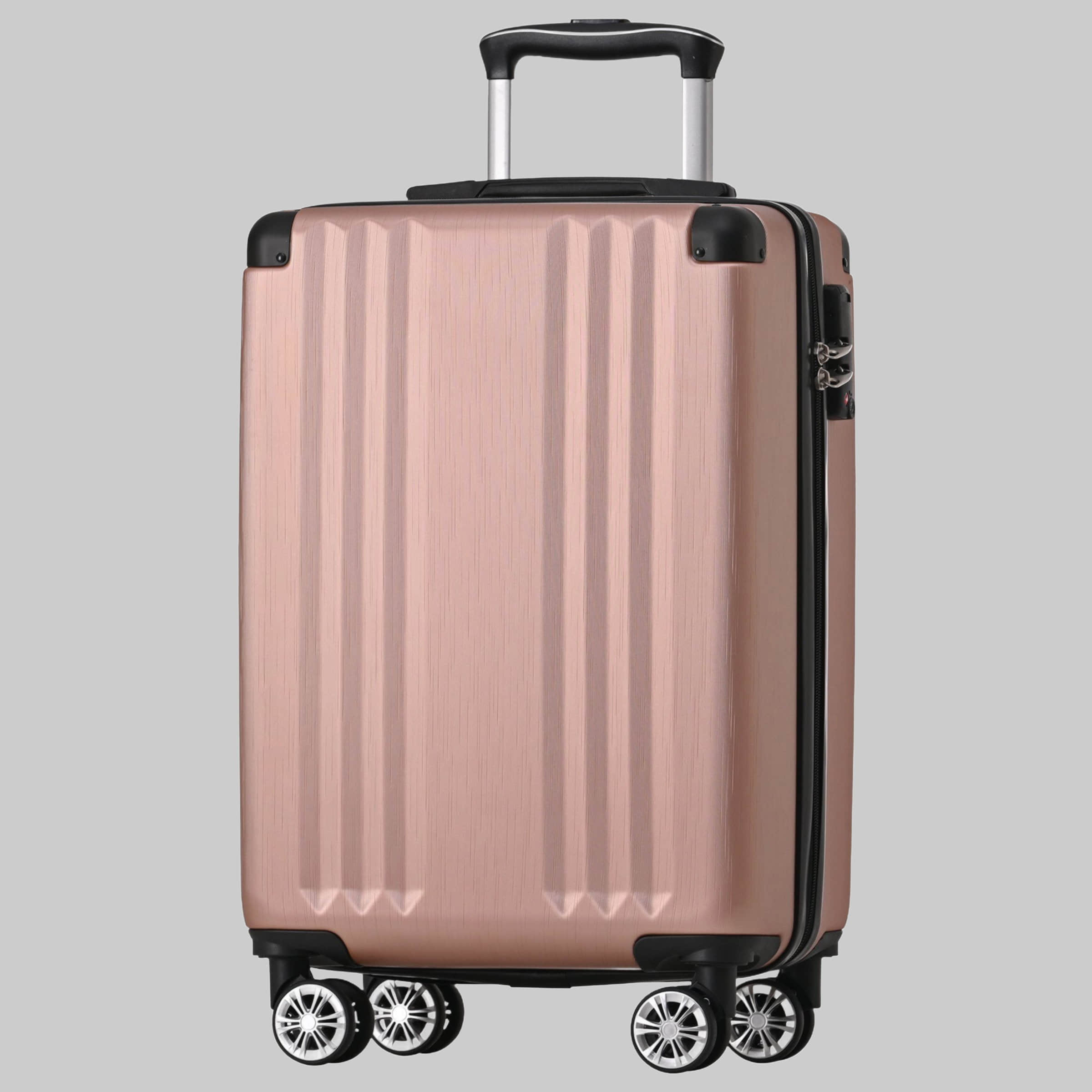 Flieks Hard Shell Trolley: 4-Wheel Carry-On Luggage & Travel Suitcase Rosa Flieks Koffer & Reisegepäck