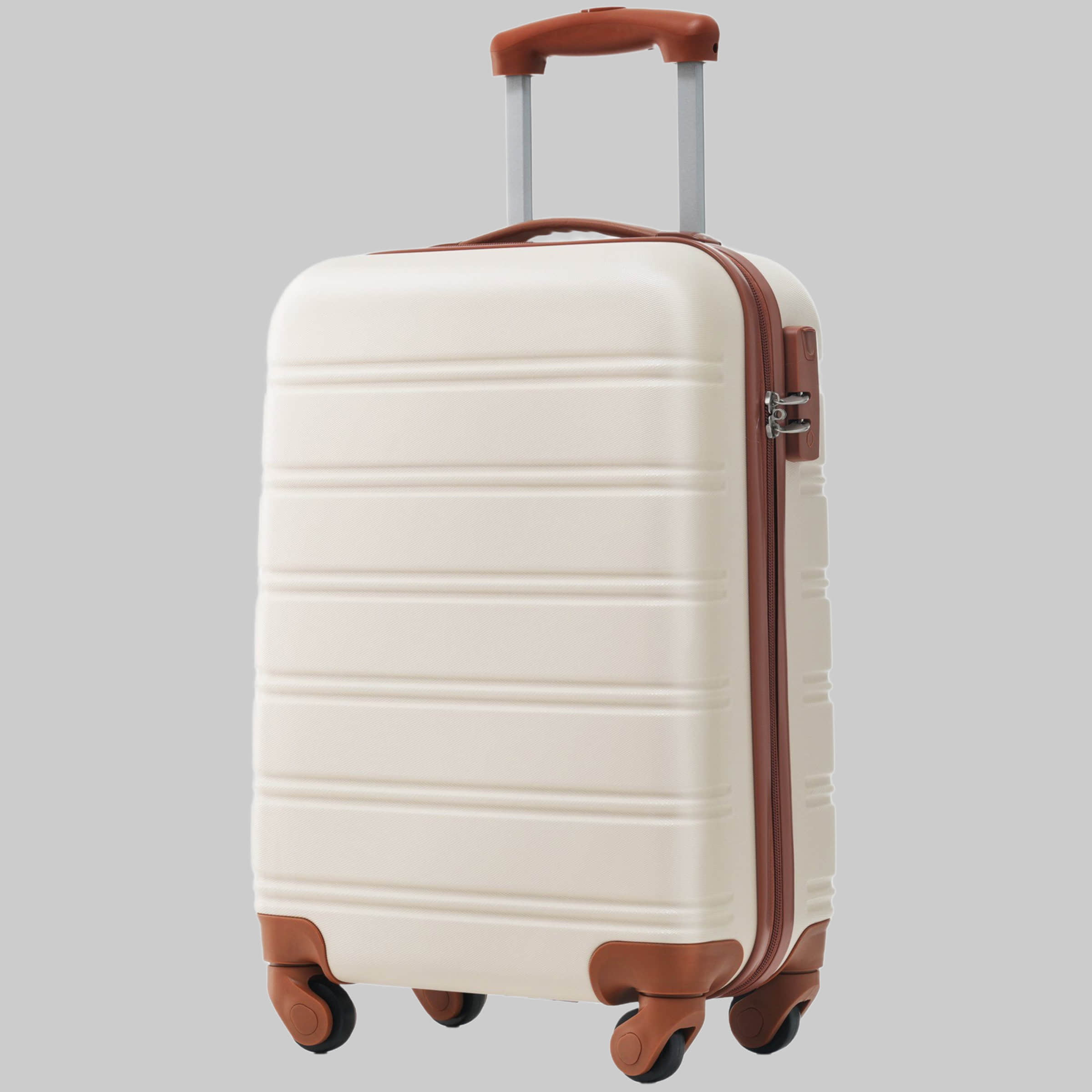 Flieks Koffer & Reisegepäck Flieks Hard Shell Trolley Suitcase - Travel Luggage with Twin Wheels Cremeweiß-