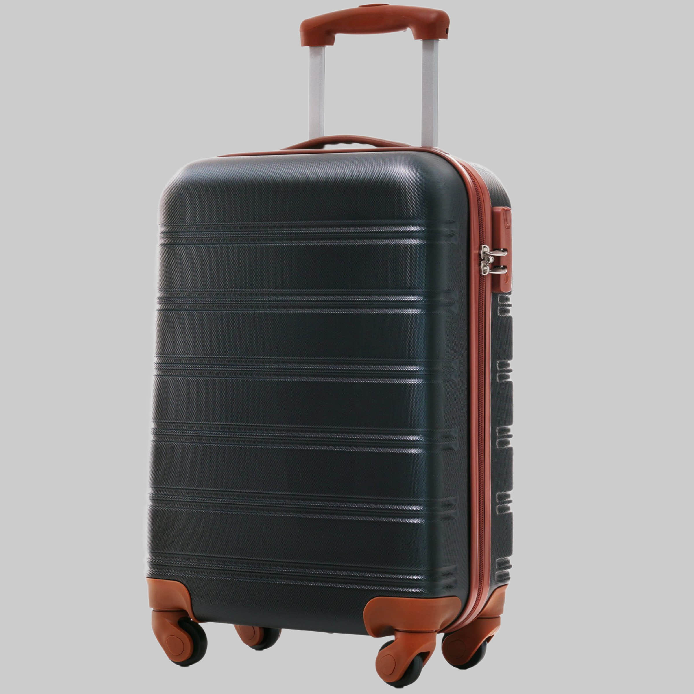 Flieks Hard Shell Trolley Suitcase - Travel Luggage with Twin Wheels Schwarz-Br Koffer & Reisegepäck Flieks