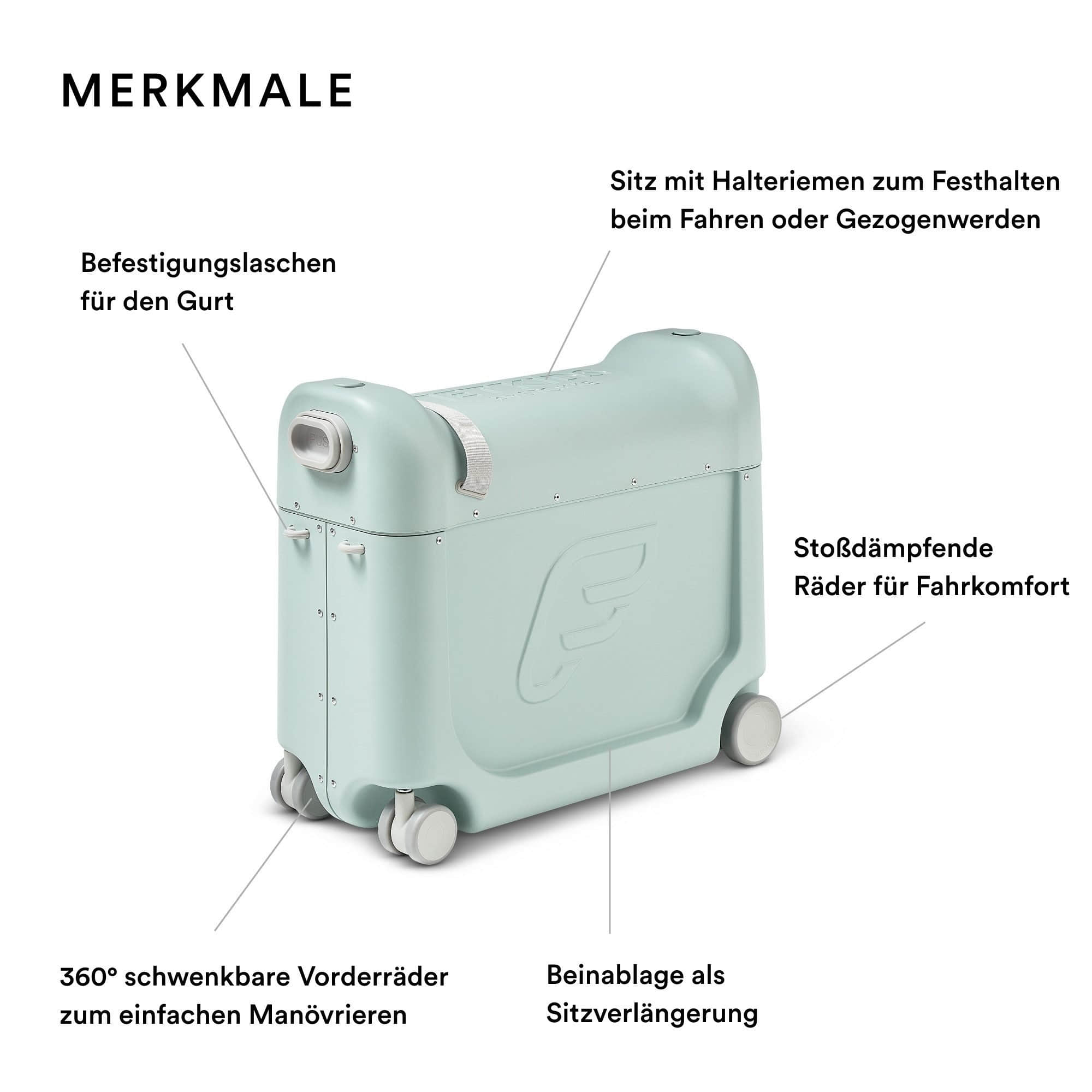 Stokke JetKids by Stokke BedBox: Ride-On Suitcase & Travel Bed for Kids Green Aurora myToys