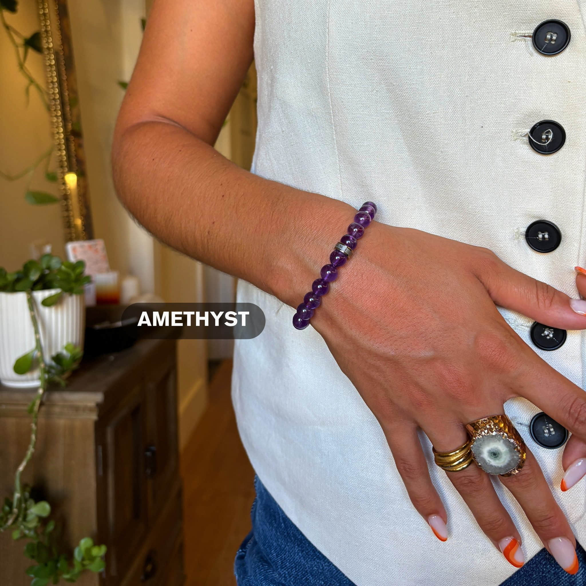 LAVISA LAVISA Gemstone Bracelet | Natural Stone Beads | Healing Crystals | Uni Amethyst myToys