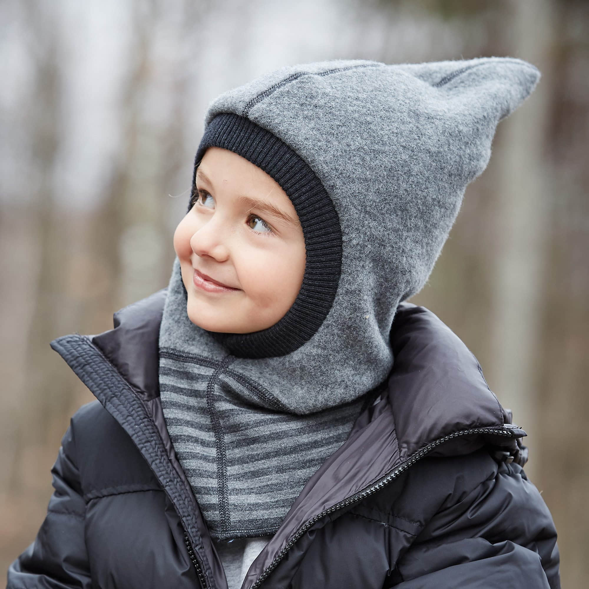 MAXIMO Mädchenmode MAXIMO GOTS MINI Slip-On Hat, Zip Wool Fleece kbT, Organic Jersey kbA mittelgrau