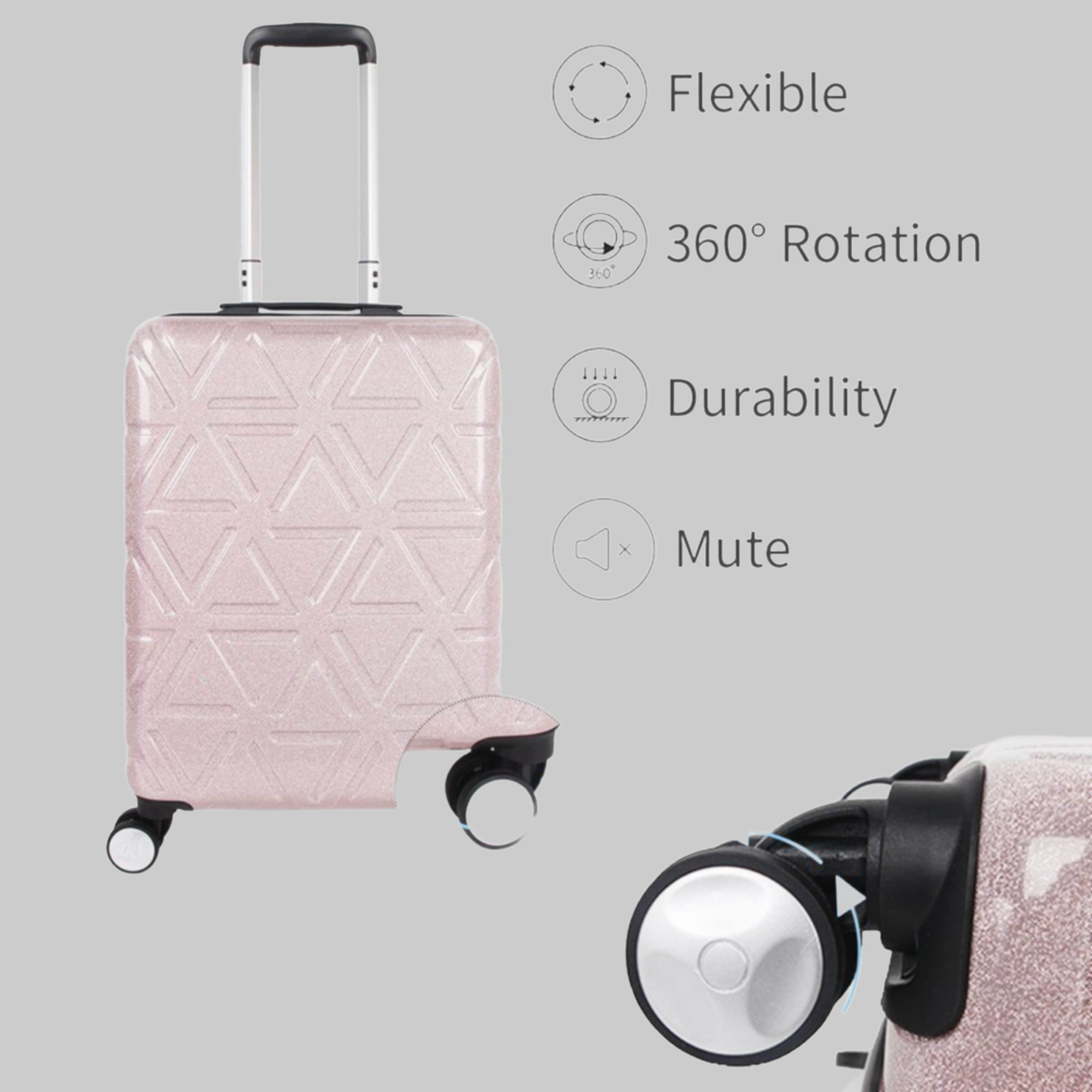NEWCOM Glitter Hartschalen-Trolley - 20-inch Carry-on Suitcase with TSA Lock rosa Koffer & Reisegepäck NEWCOM