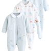 Next Babymode Next 3-Pack Cotton Baby Sleepsuits | Gentle Comfort for Little Ones Blue Delic