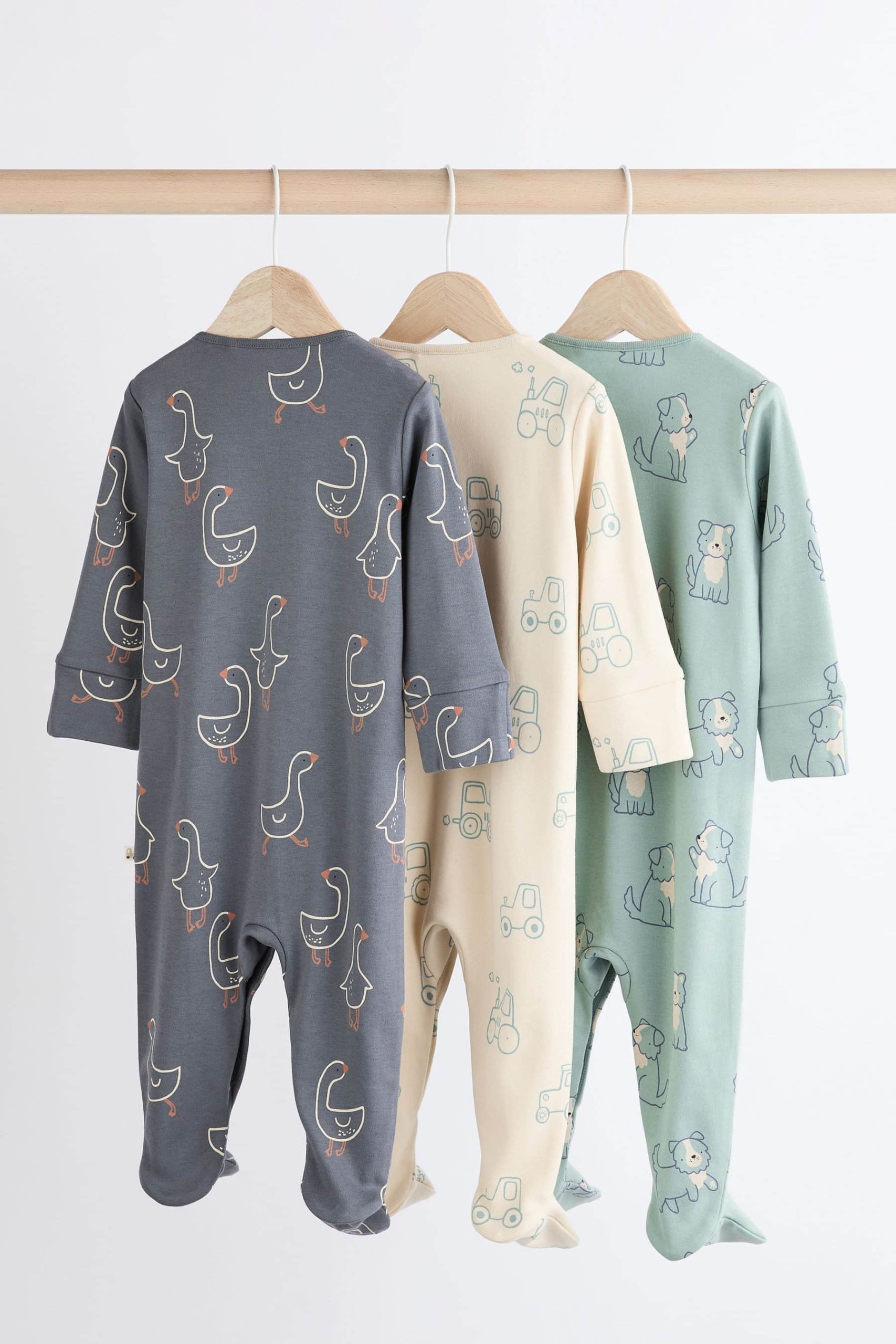 Next 3-Pack Cotton Baby Sleepsuits | Gentle Comfort for Little Ones Mineral Bl Babymode Next