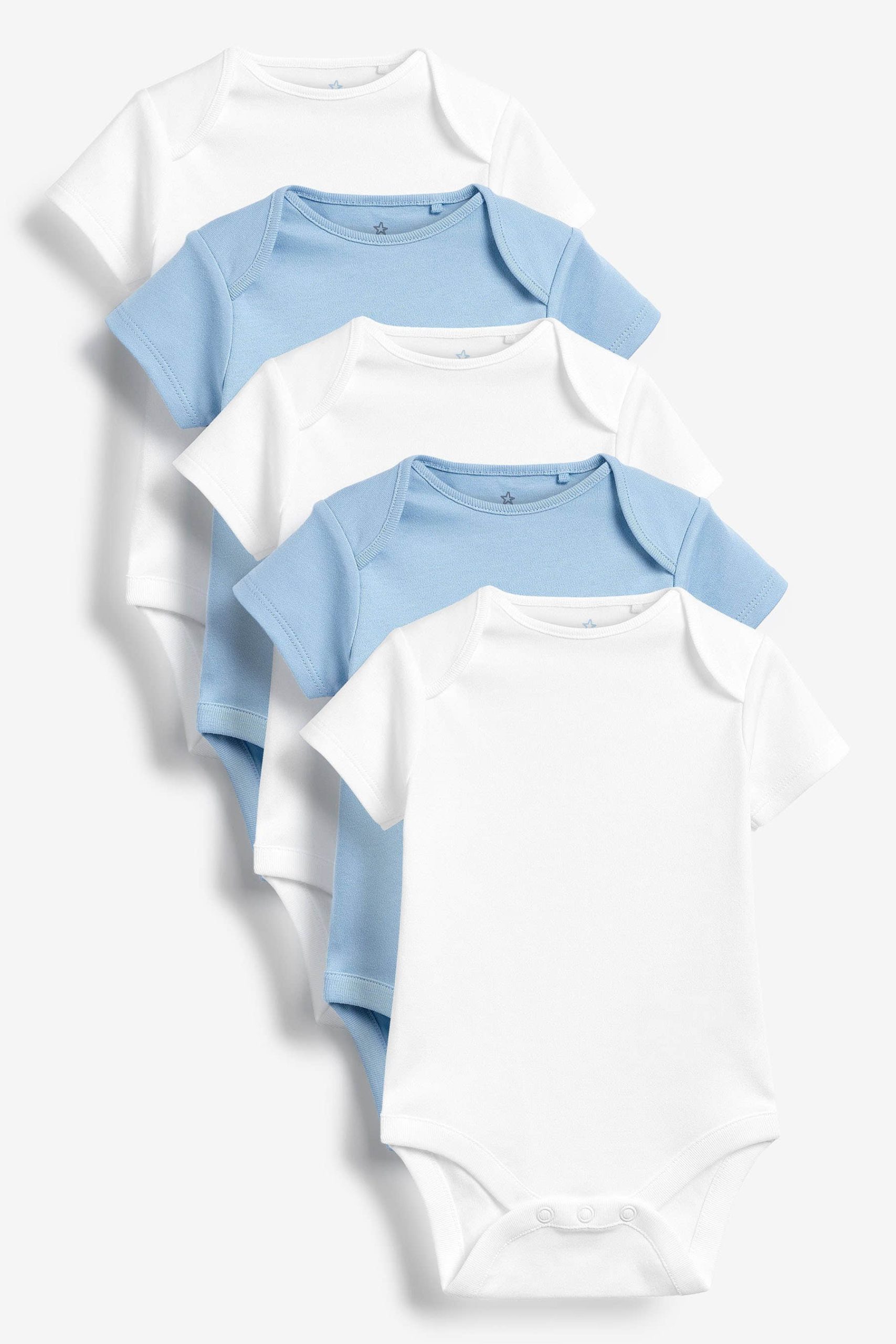 Next 5-Pack Baby Short-Sleeve Bodysuits - Premium Comfort & Value Blue/White Next Babymode