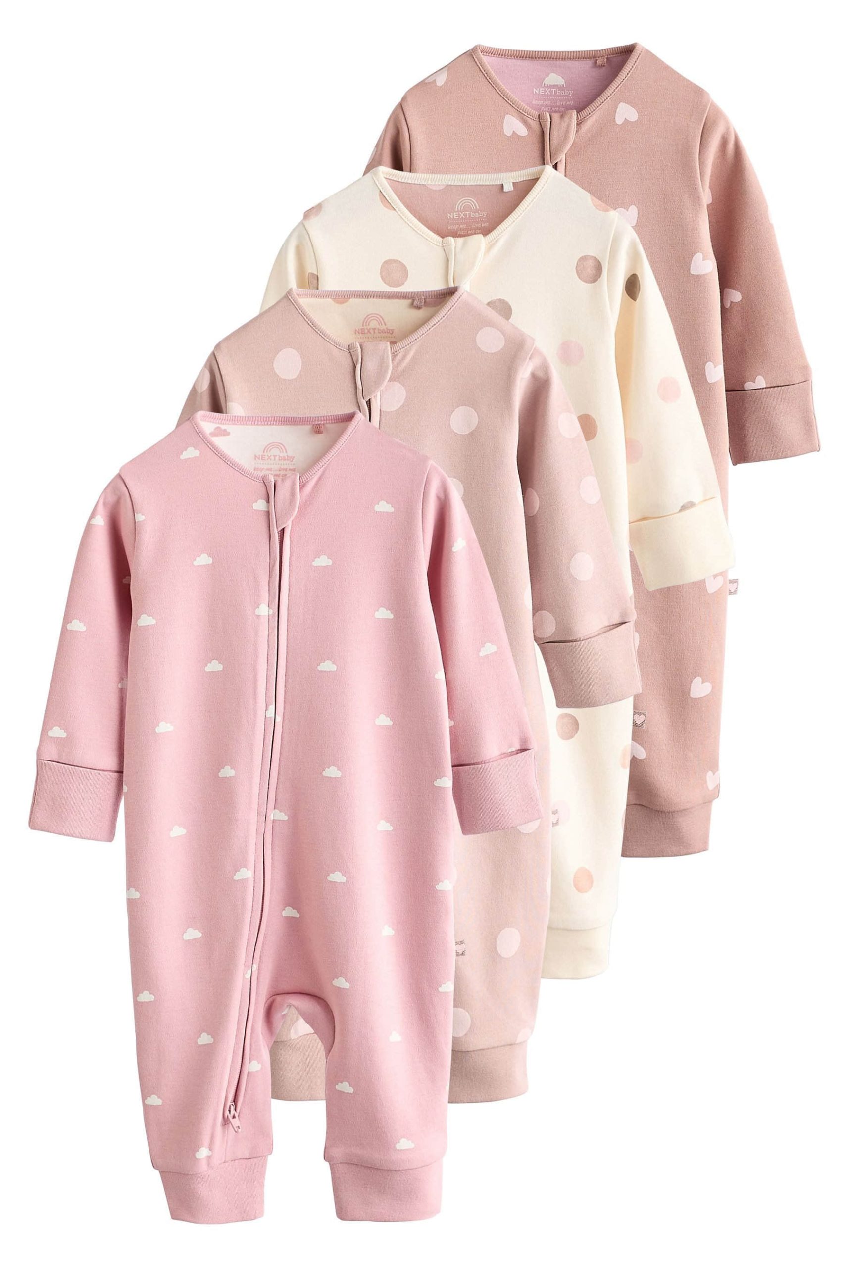 Next Baby Sleepsuits 4-Pack - 2-Way Zipper - Soft Cotton Next Babymode
