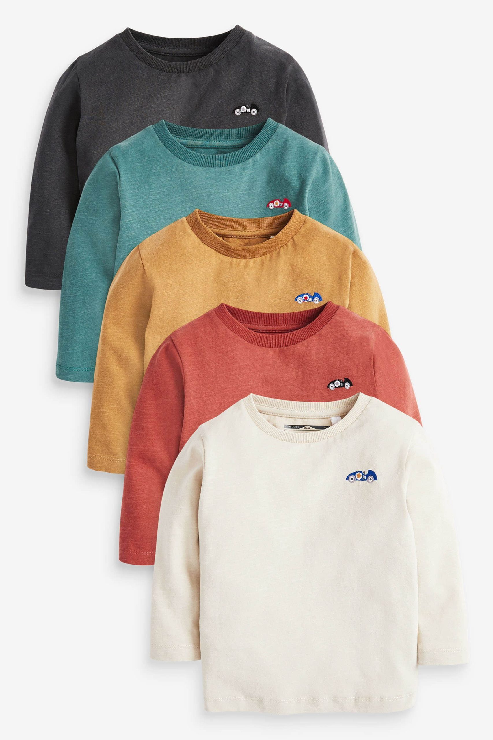 Next Men's 5-Pack Long Sleeve Shirts | Slim Fit Cotton Blend Mineral Next Babymode