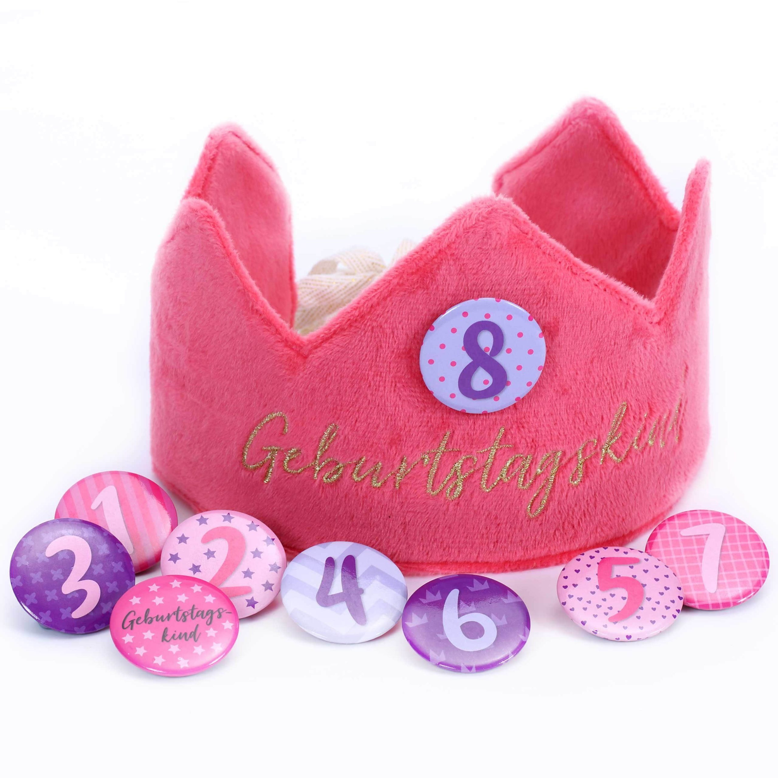 Mädchenmode PAPIERDRACHEN PAPIERDRACHEN Velvet Birthday Crown with Numbers - Kids Party Decor Pink