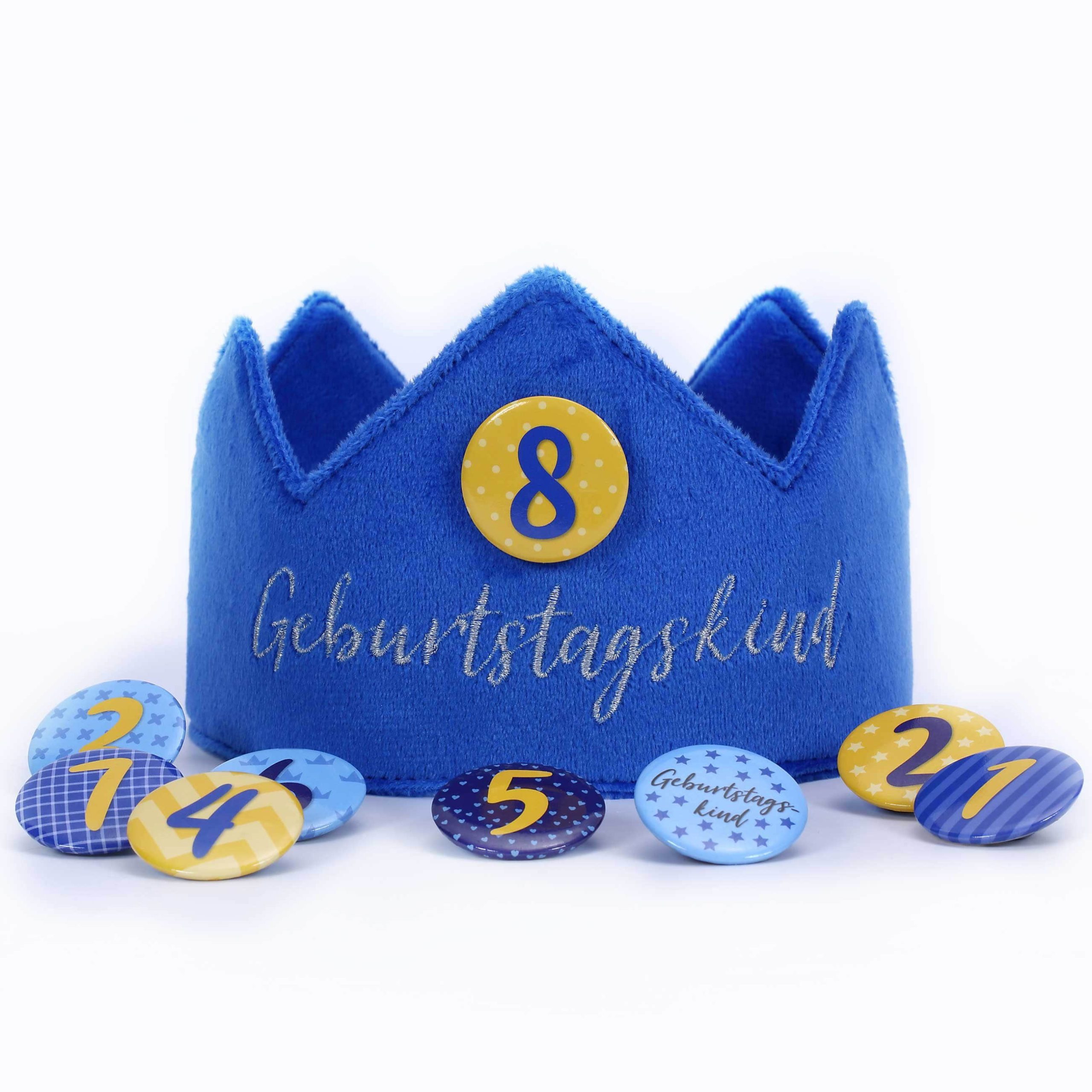 PAPIERDRACHEN Velvet Birthday Crown with Numbers - Kids Party Decor Blau PAPIERDRACHEN Mädchenmode