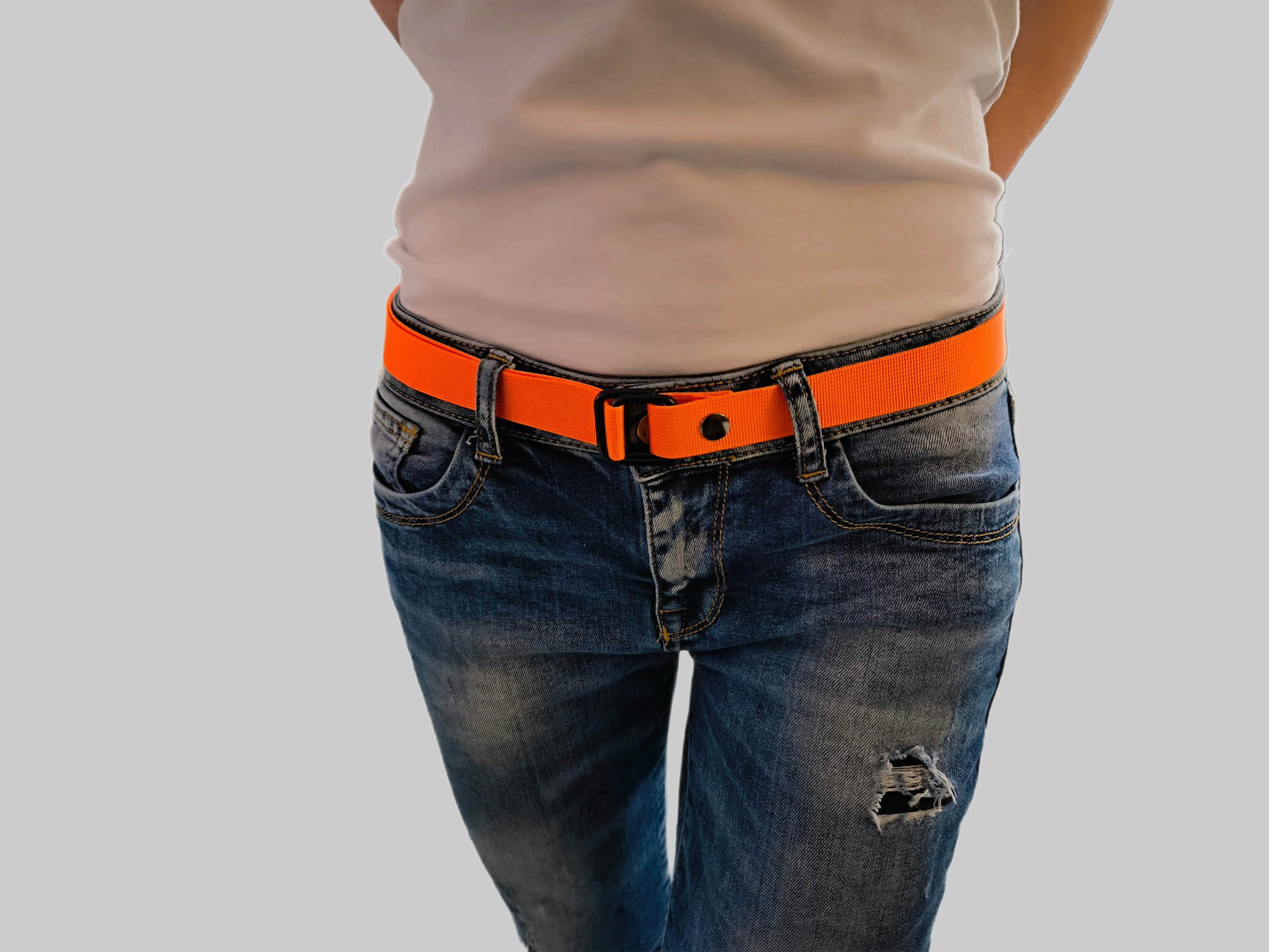 PaulZdrada PaulZdrada Fabric Belt - Sport/Jeans/Premium Uni - Modern Hanger Style Orange Neon Jungenmode